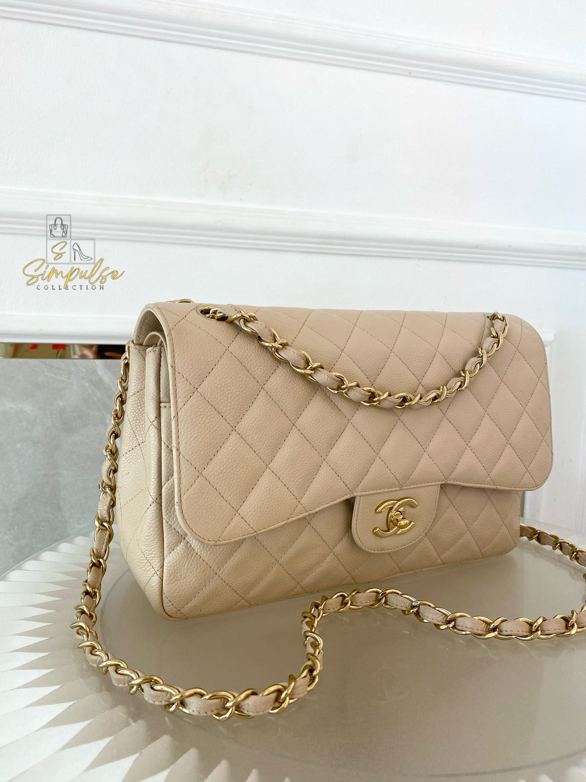 CHANEL JUMBO DOUBLE FLAP BEIGE CAVIAR