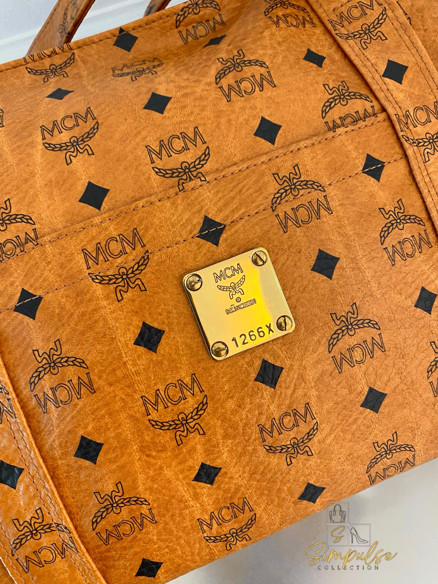 MCM Visetos Monogram Brown Tote Bag