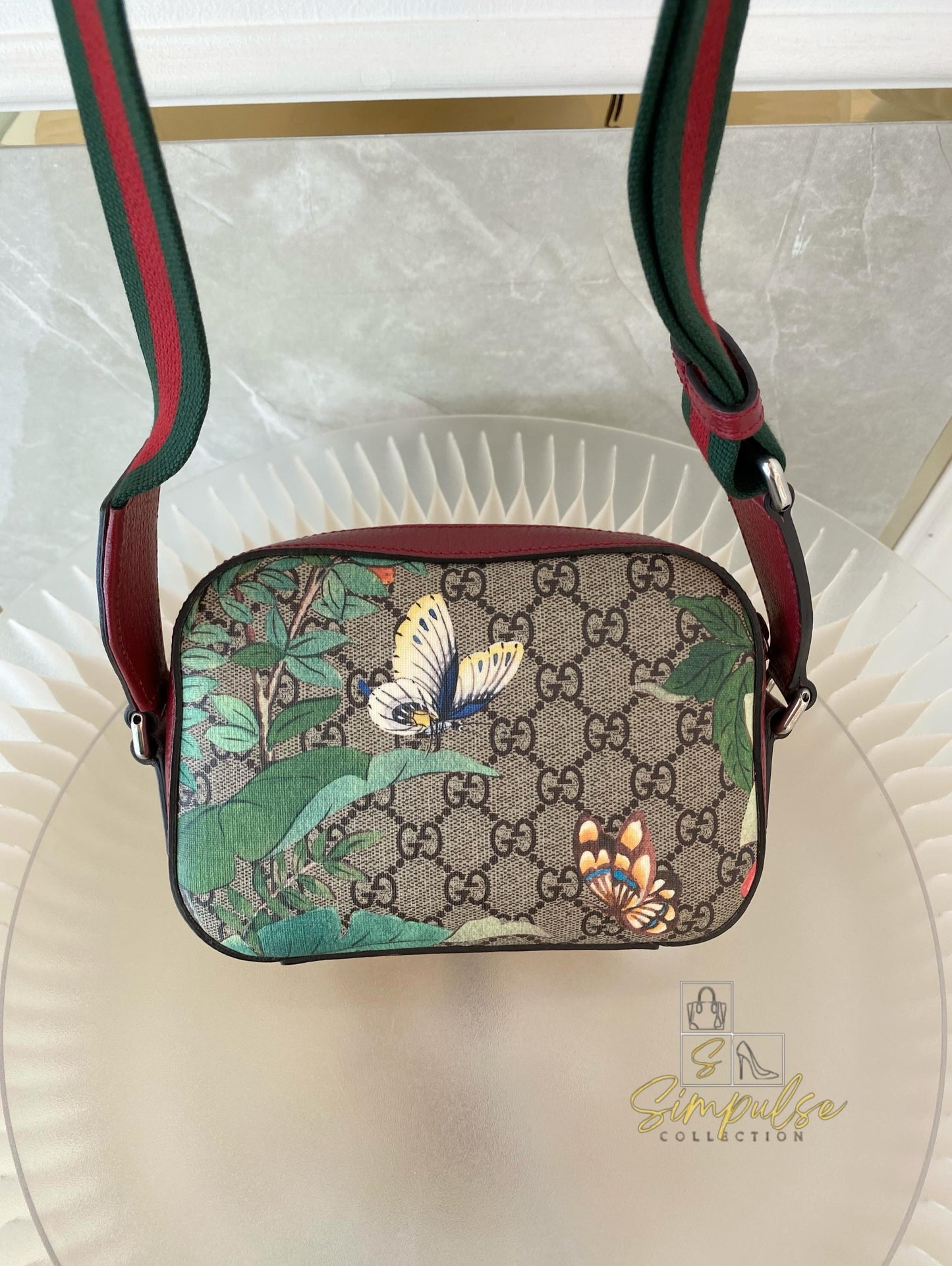 Gucci GG Supreme Monogram Tian Web Small Camera Bag