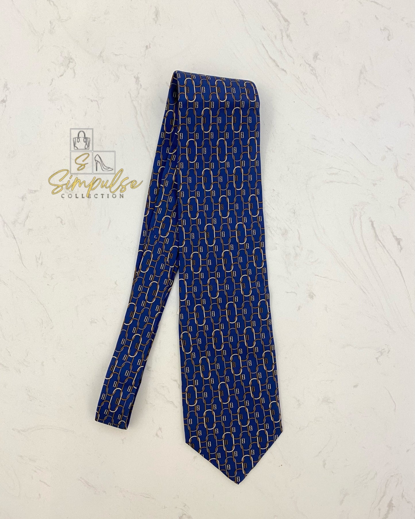 FENDI BLUE TIE  ALL OVER NECKTIE