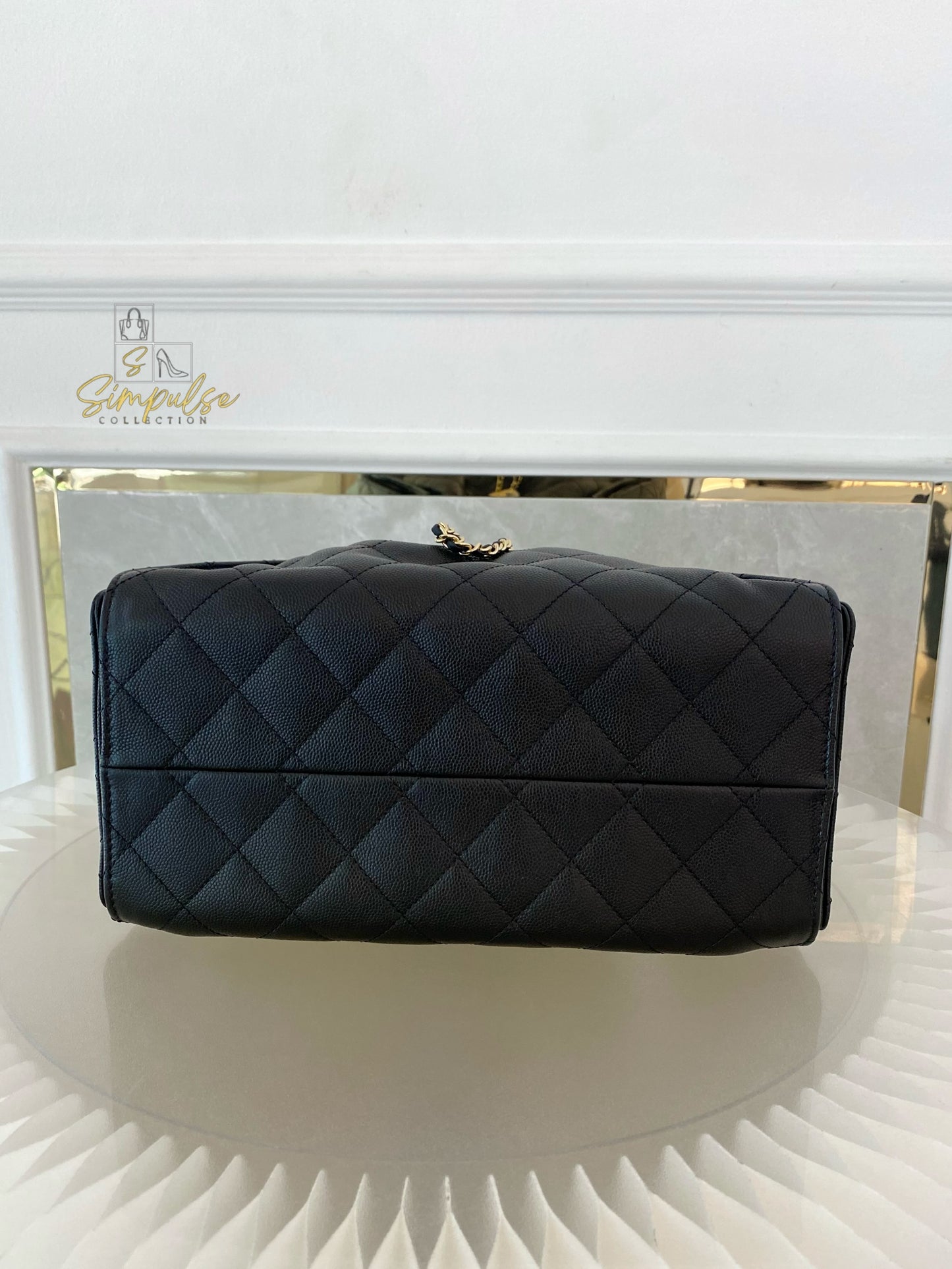 CHANEL C25 SMALL BLACK CAVIAR GHW