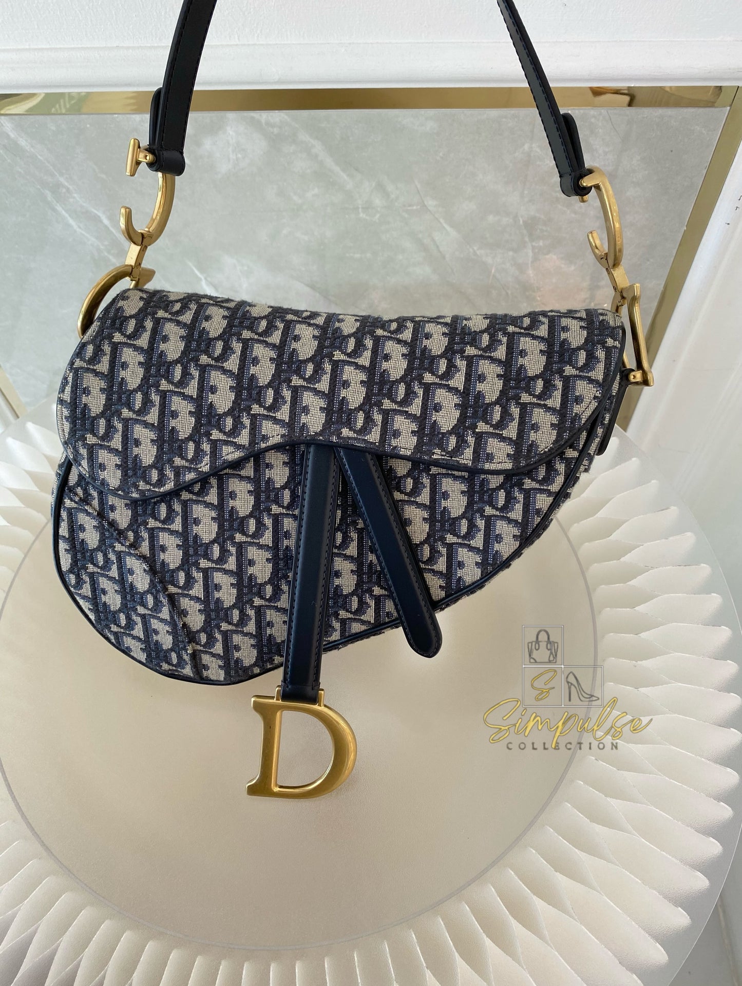 Dior Saddle Medium Blue in GHW