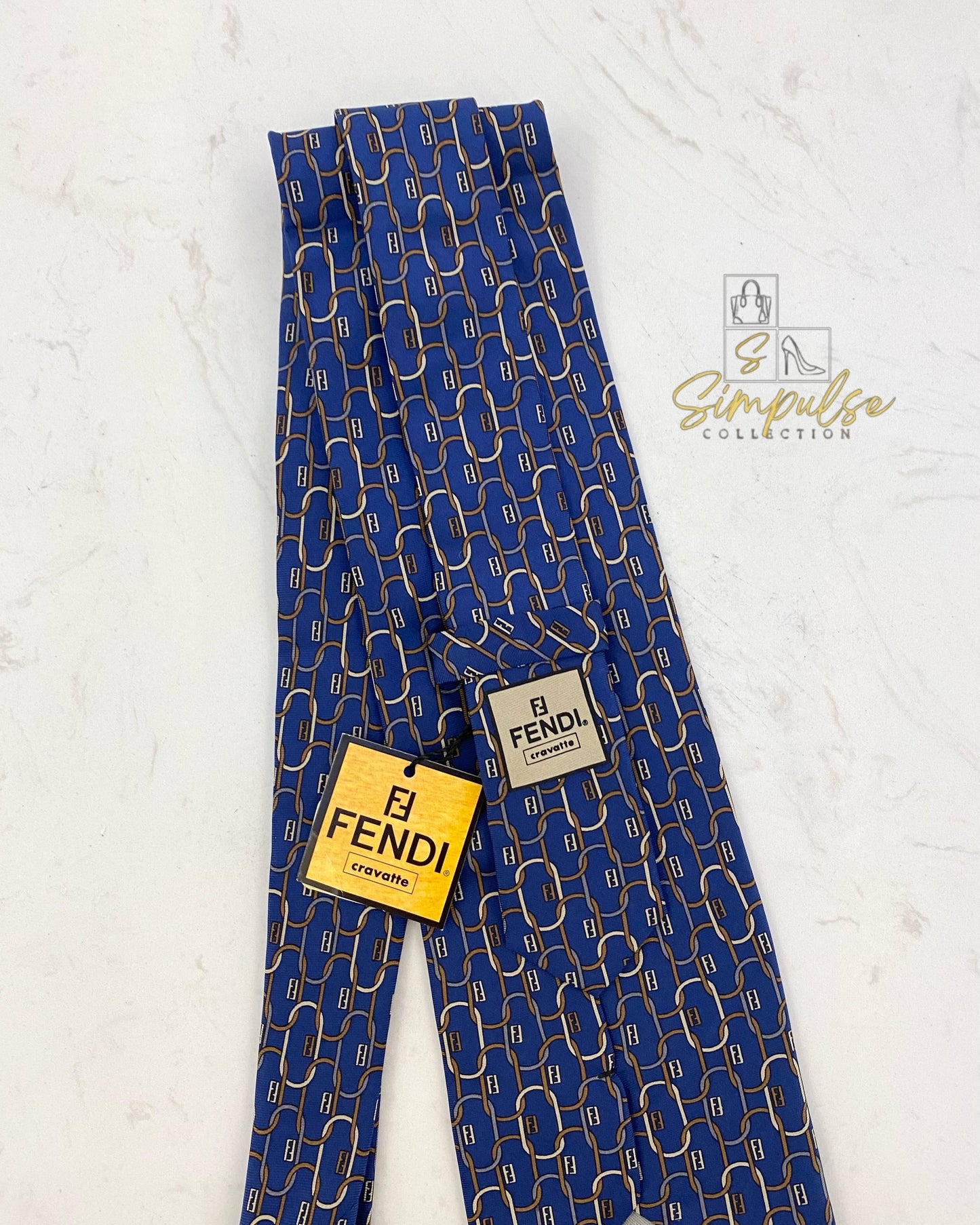 FENDI BLUE TIE  ALL OVER NECKTIE