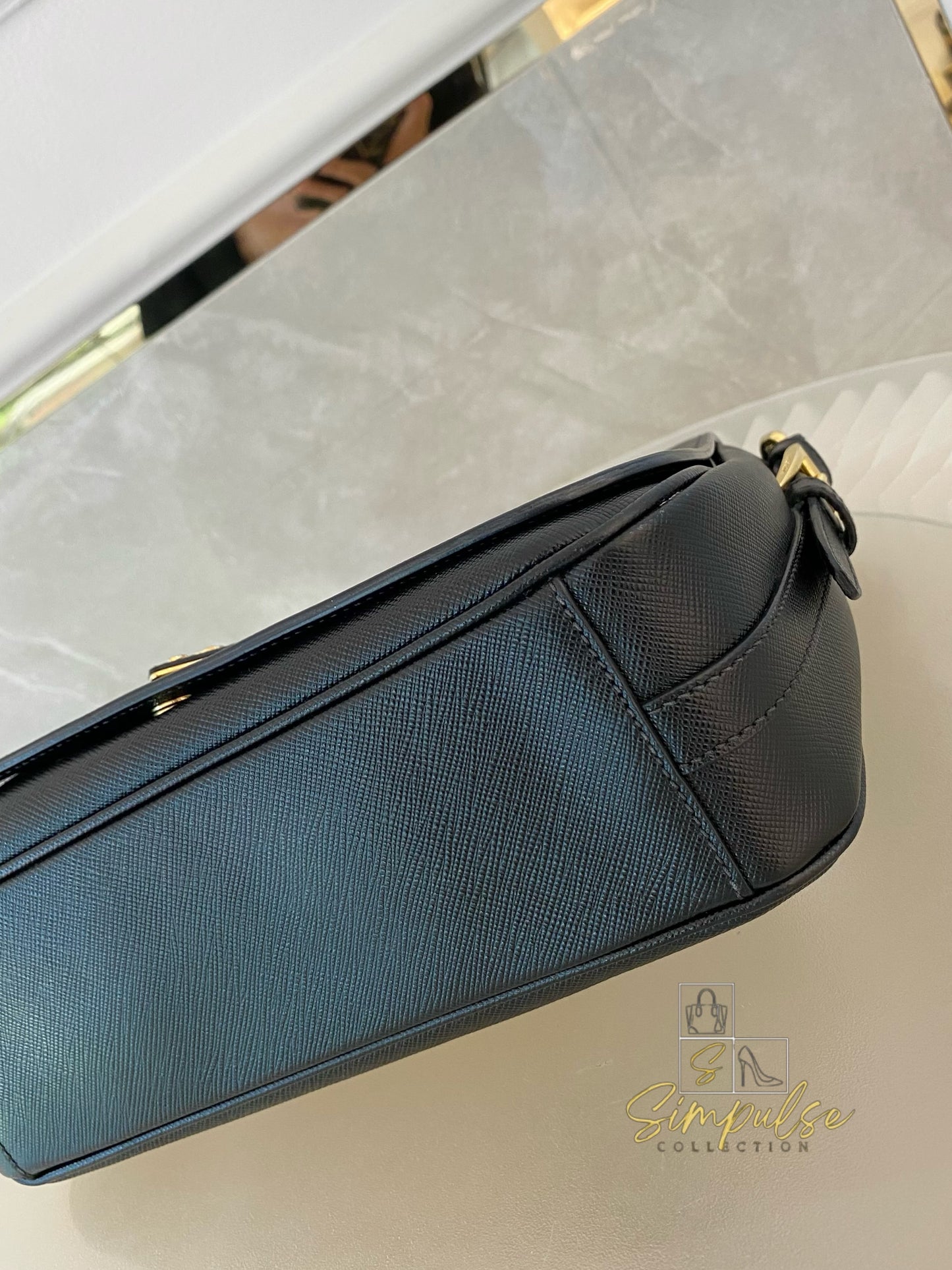 PRADA BLACK DAINO FLAP CROSSBODY BAG