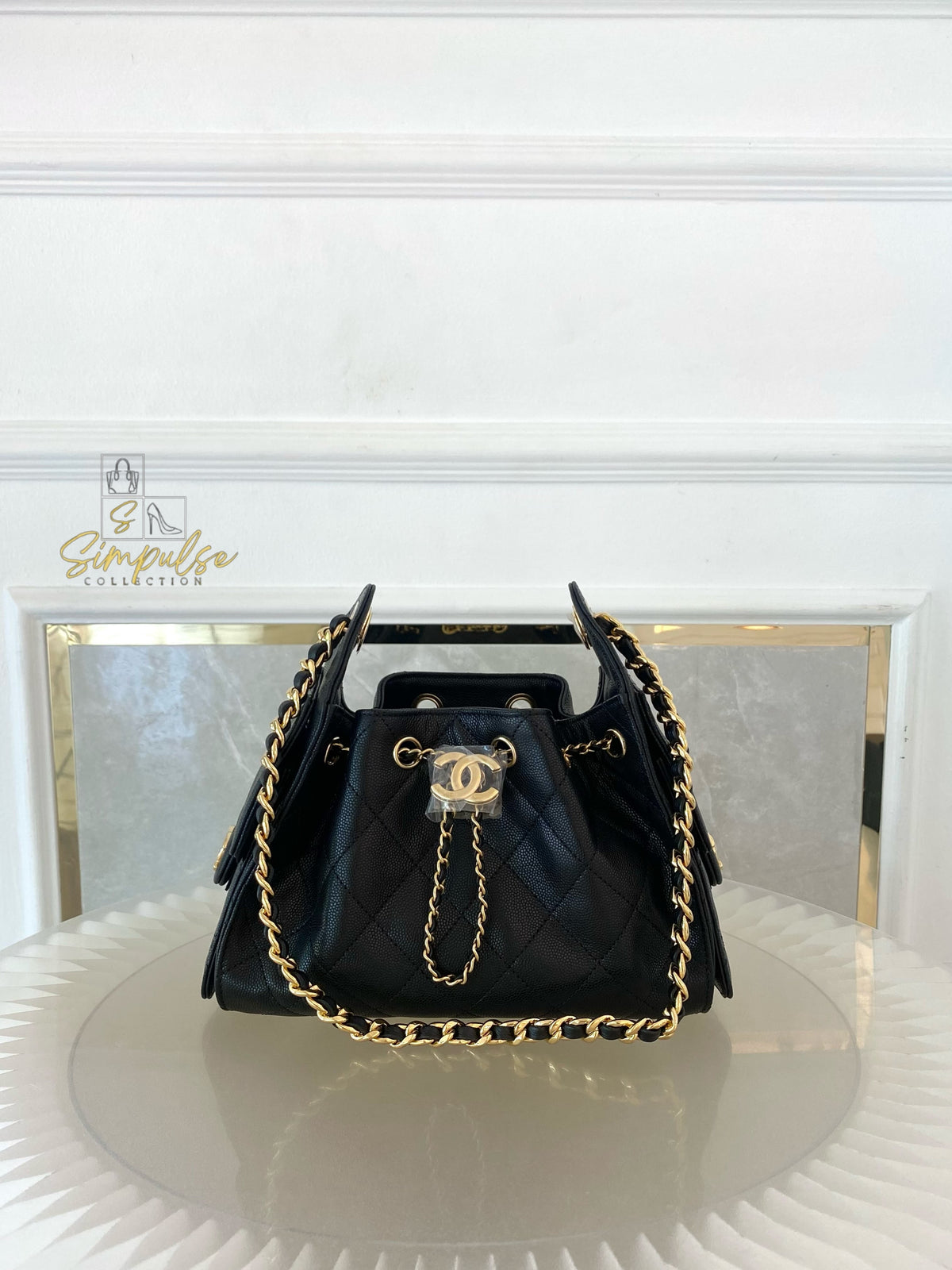CHANEL C25 MINI CAVIAR BLACK GHW