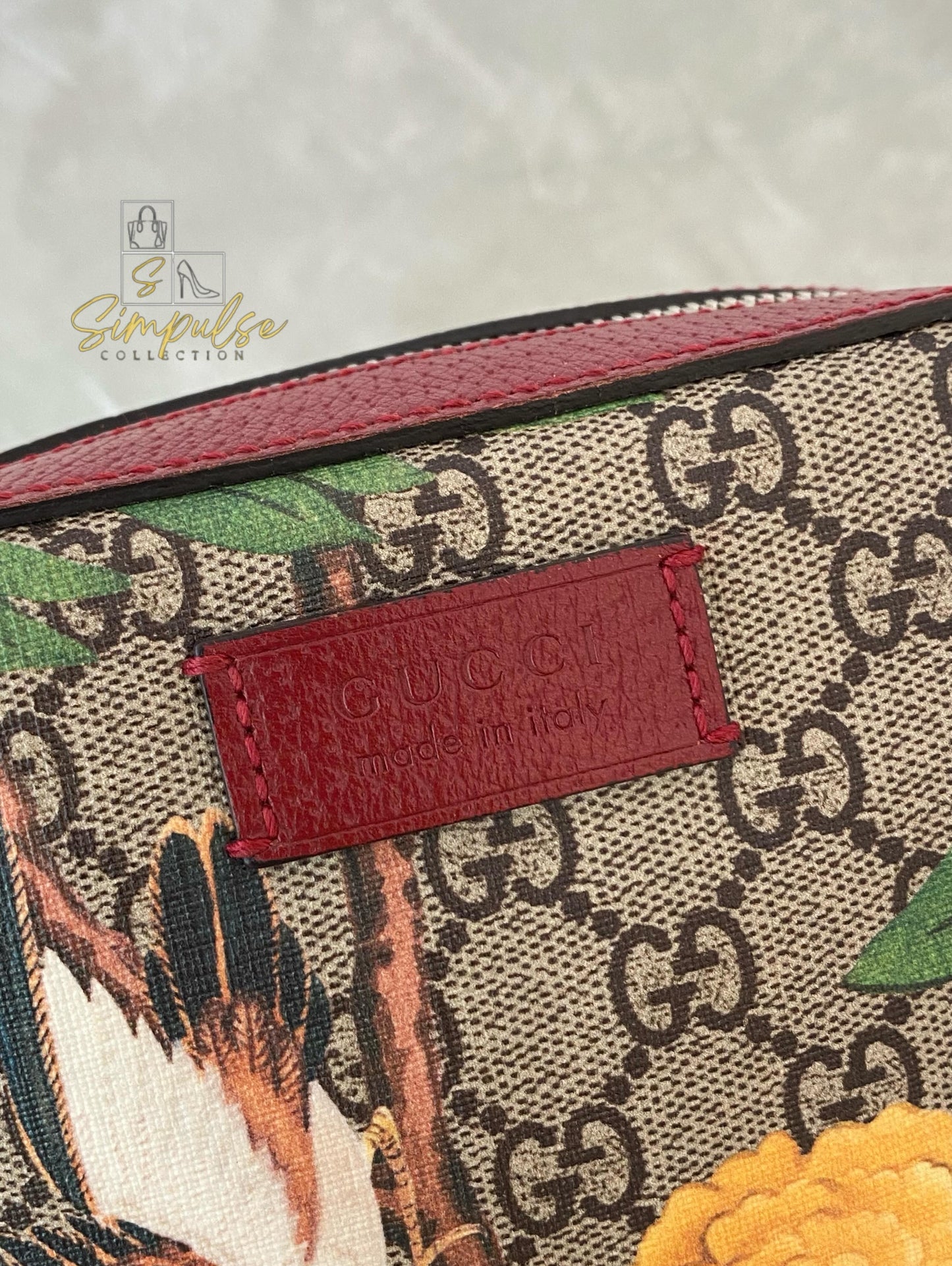 Gucci GG Supreme Monogram Tian Web Small Camera Bag