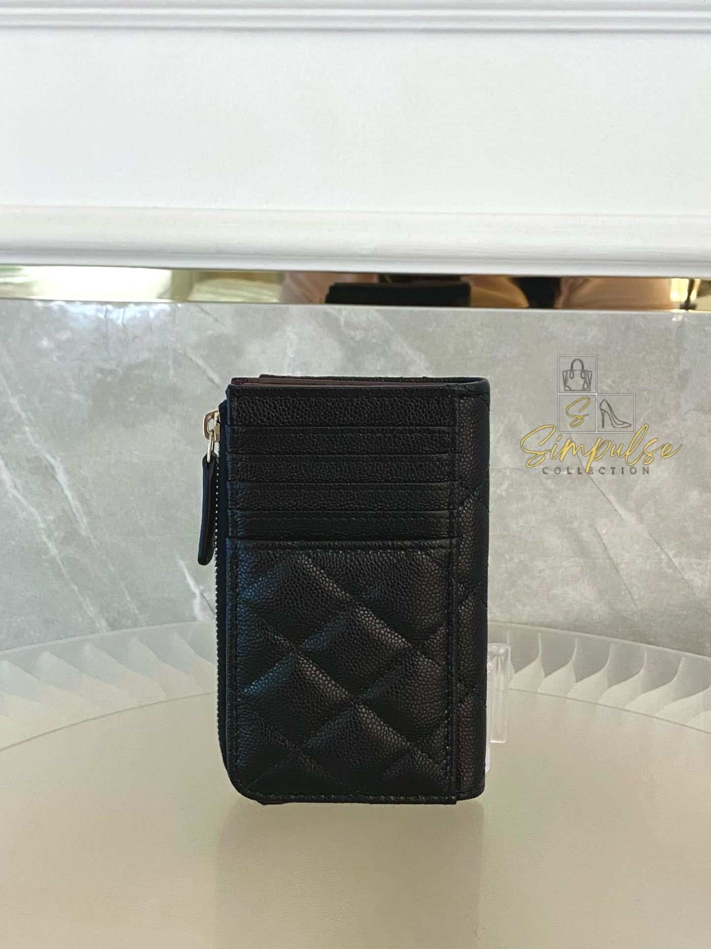 CHANEL CLASSIC ZIP CAVIAR CARD HOLDER BLACK