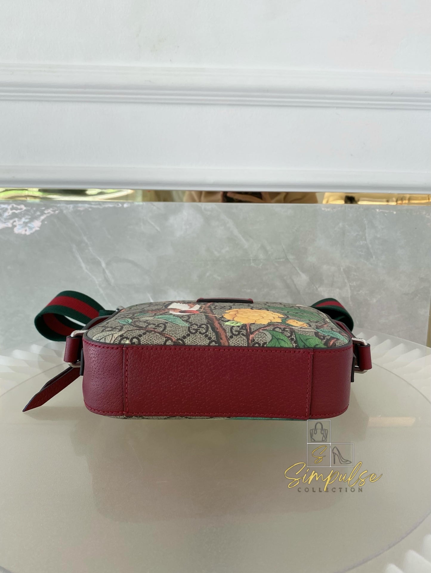 Gucci GG Supreme Monogram Tian Web Small Camera Bag