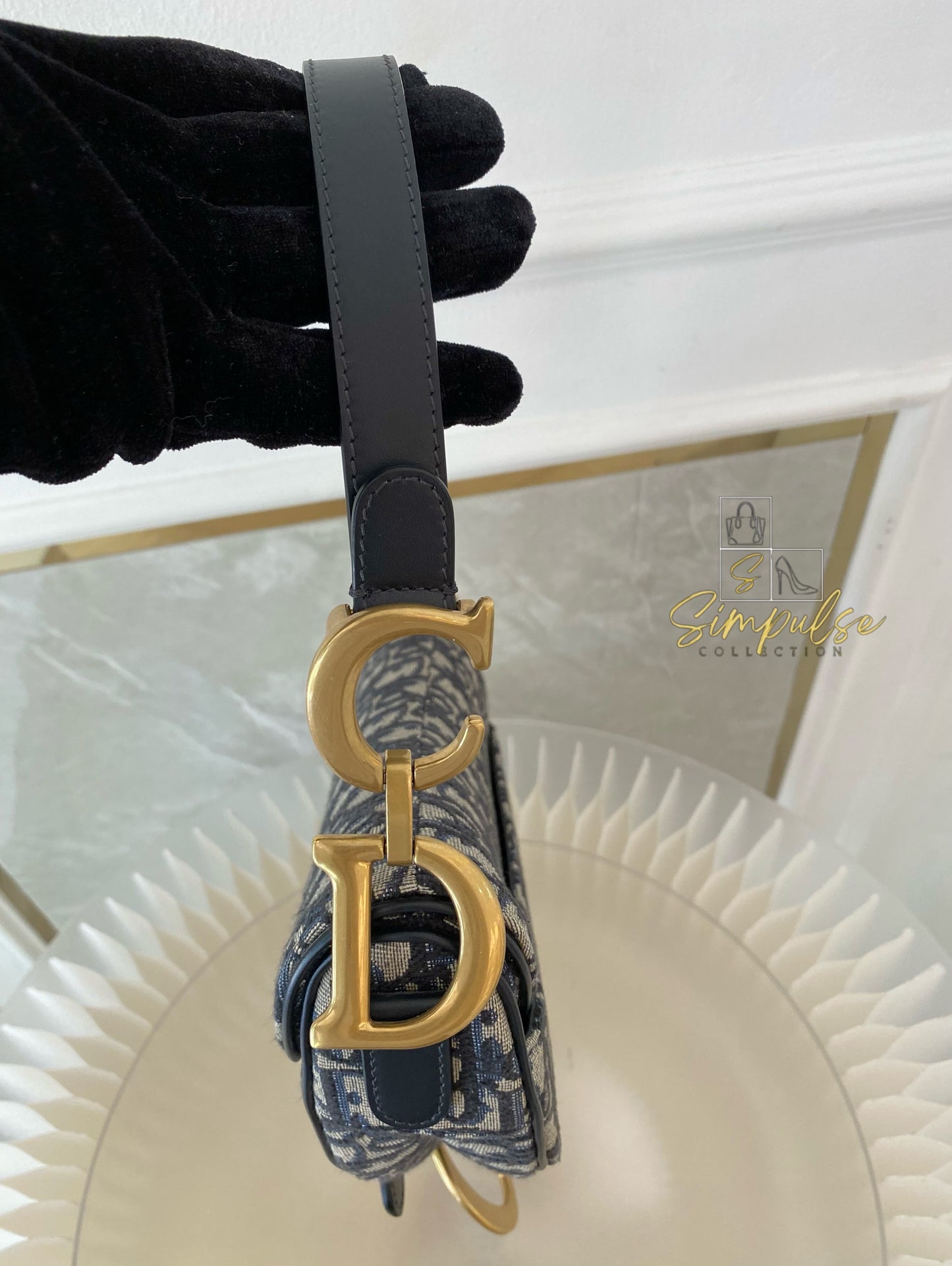 Dior Saddle Medium Blue in GHW