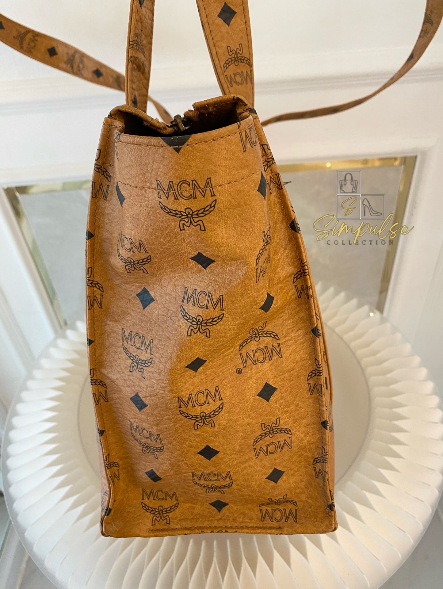 MCM Visetos Monogram Brown Tote Bag