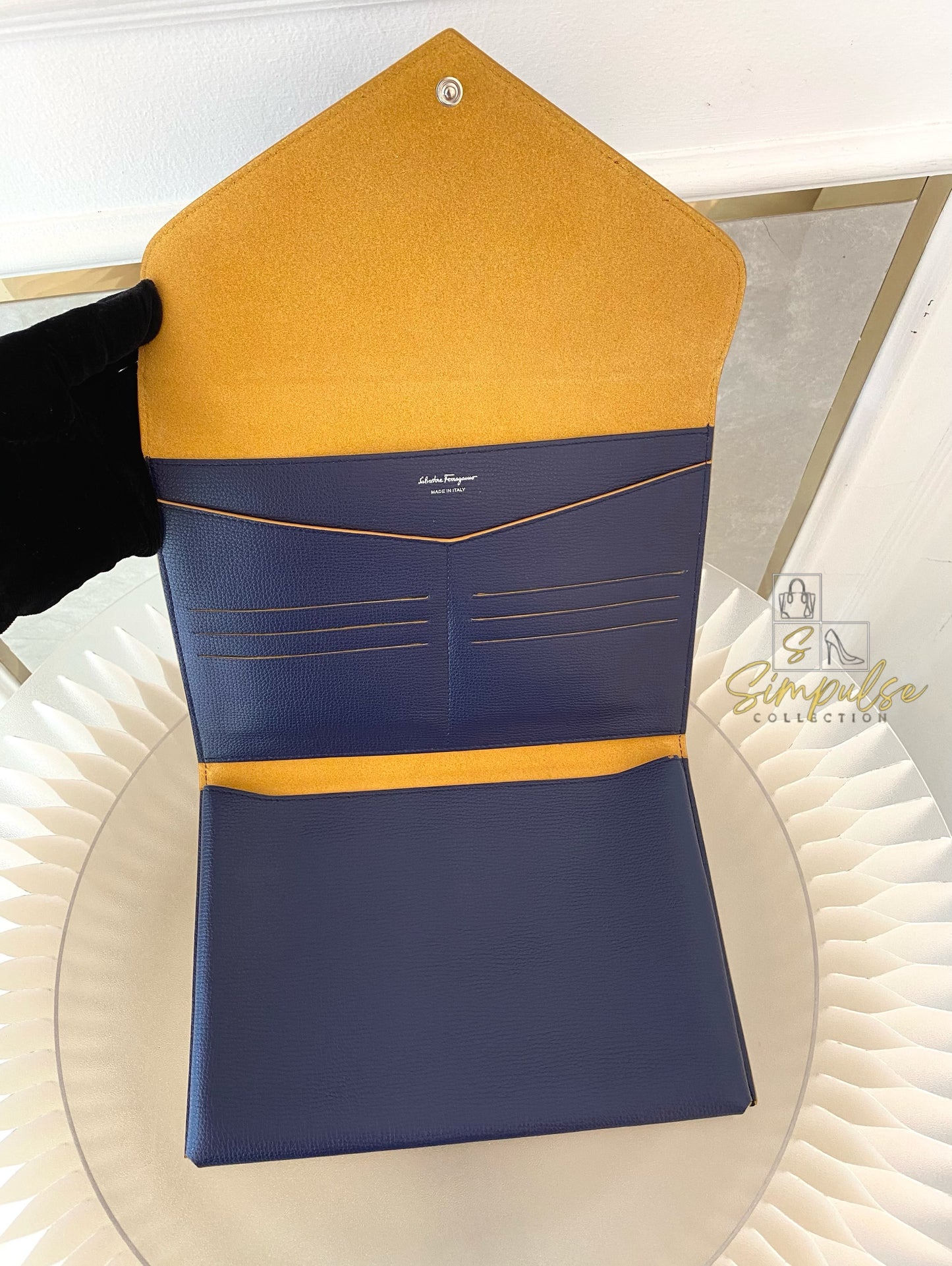 Salvatore Ferragamo Navy Blue Envelope