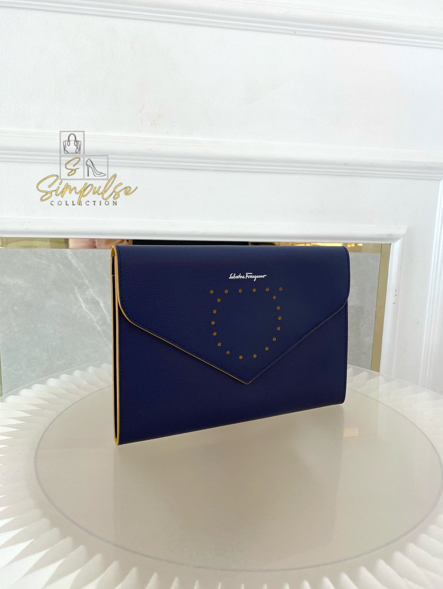 Salvatore Ferragamo Navy Blue Envelope