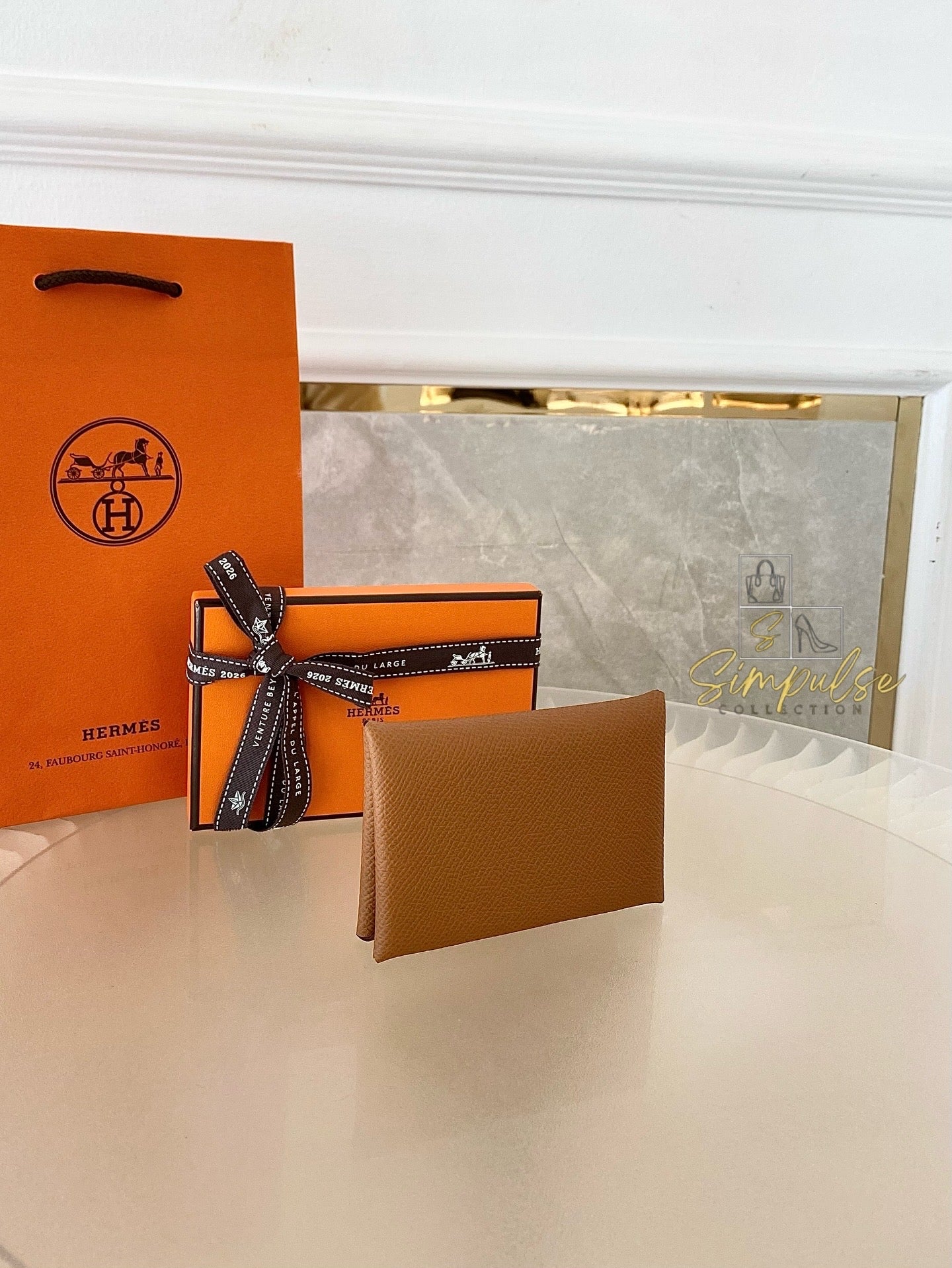 Hermes Calvi Gold Tan