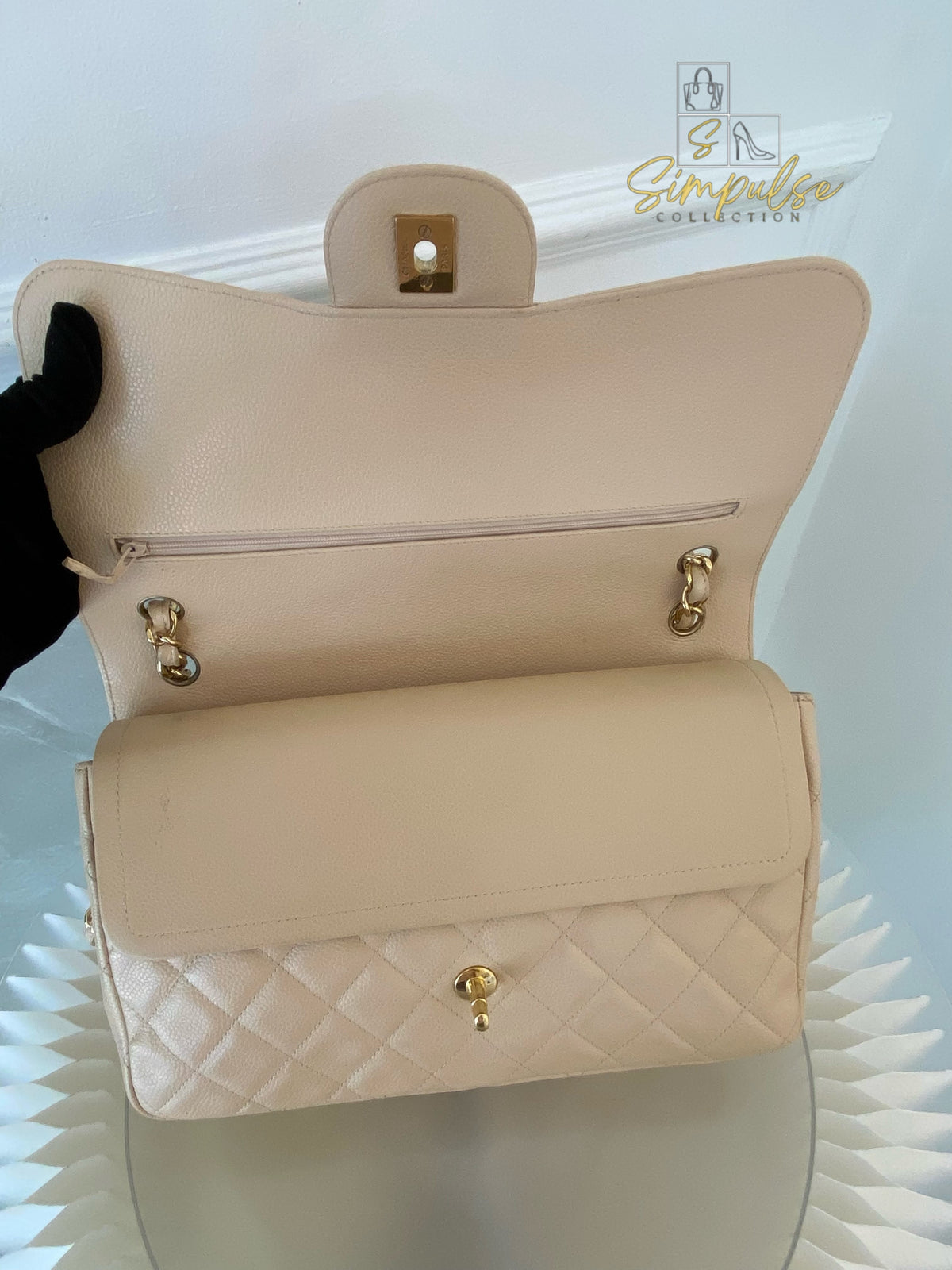 CHANEL JUMBO DOUBLE FLAP BEIGE CAVIAR
