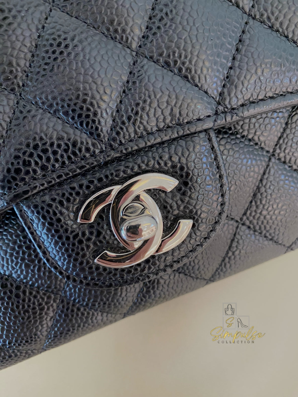 CHANEL DOUBLE FLAP BLACK MEDIUM CAVIAR SHW