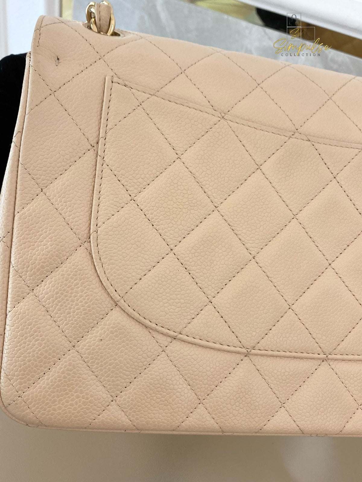 CHANEL JUMBO DOUBLE FLAP BEIGE CAVIAR
