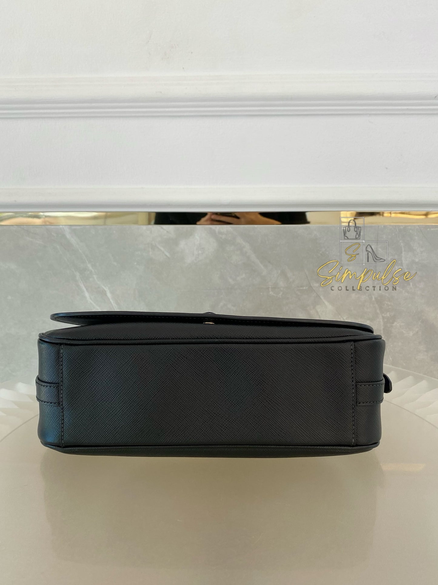 PRADA BLACK DAINO FLAP CROSSBODY BAG