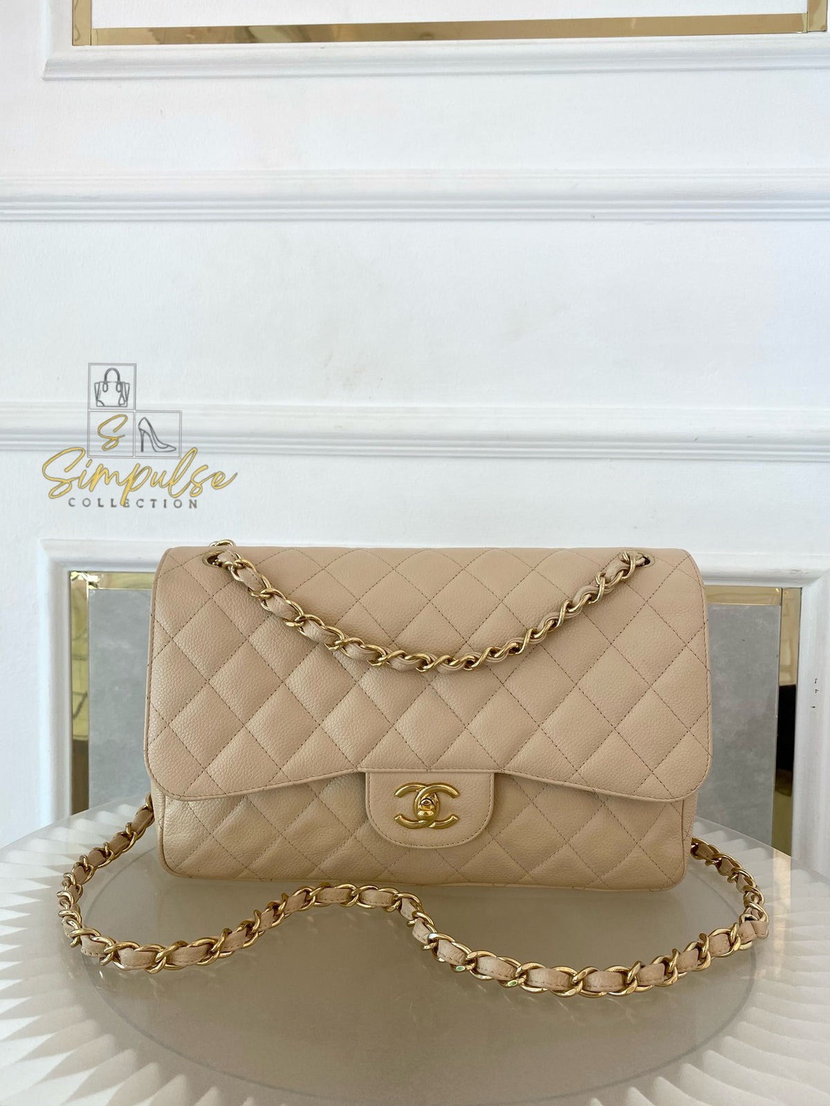 CHANEL JUMBO DOUBLE FLAP BEIGE CAVIAR