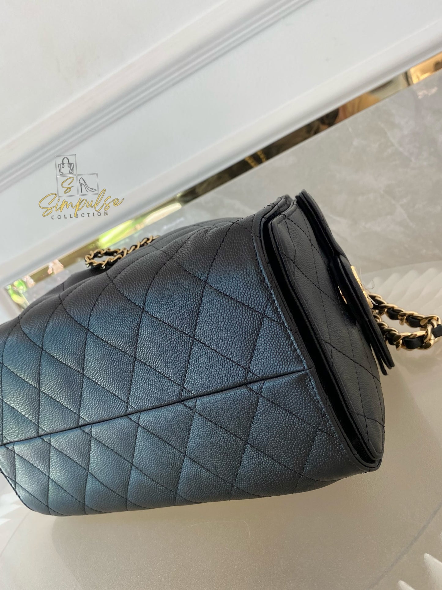 CHANEL C25 SMALL BLACK CAVIAR GHW