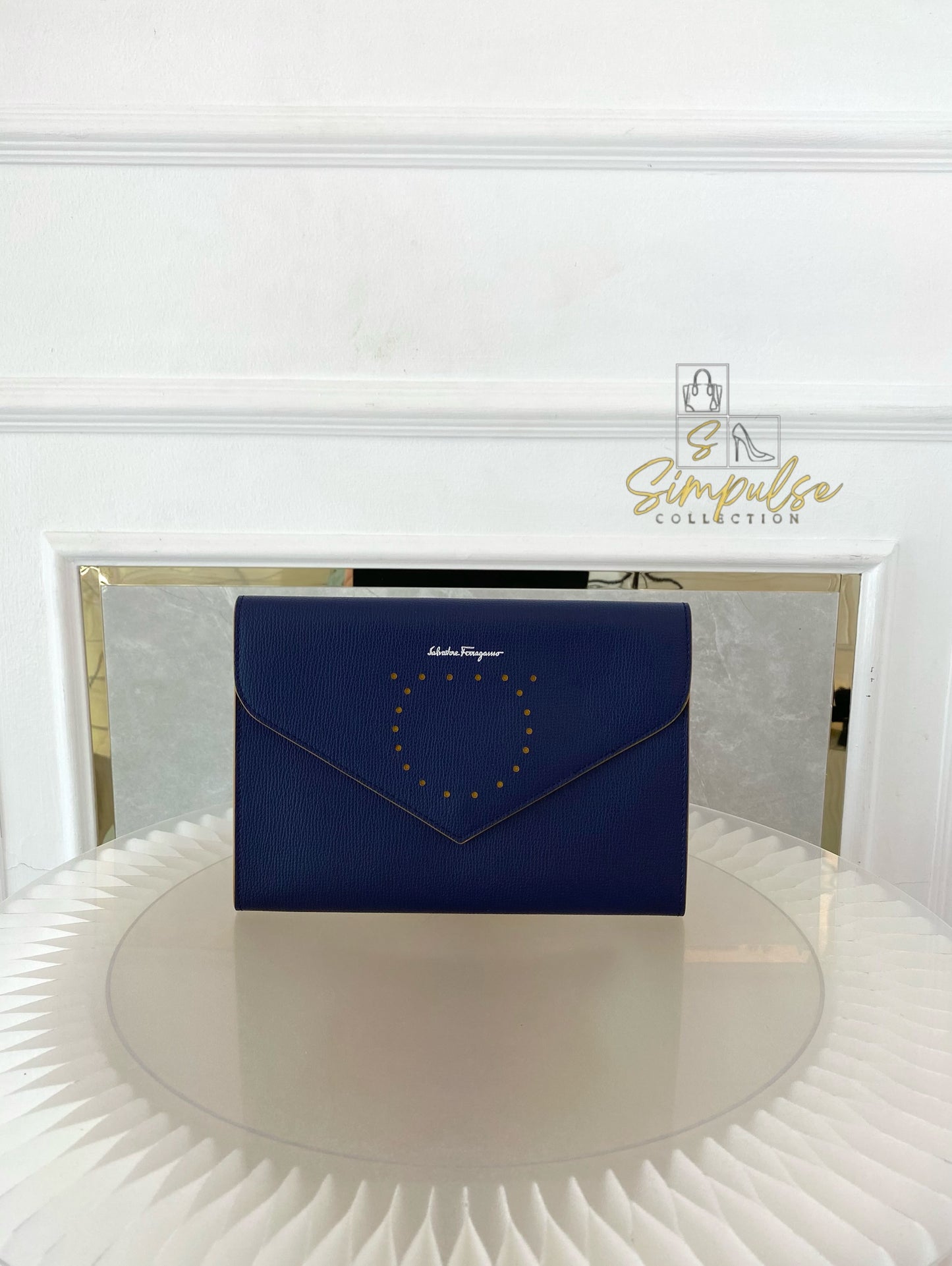 Salvatore Ferragamo Navy Blue Envelope