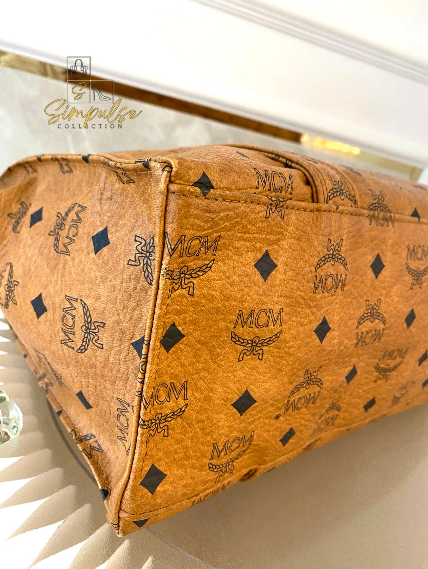 MCM Visetos Monogram Brown Tote Bag