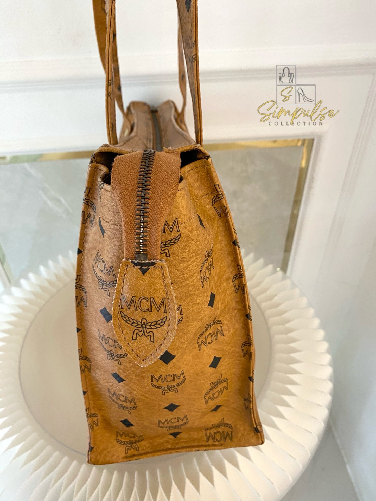 MCM Visetos Monogram Brown Tote Bag