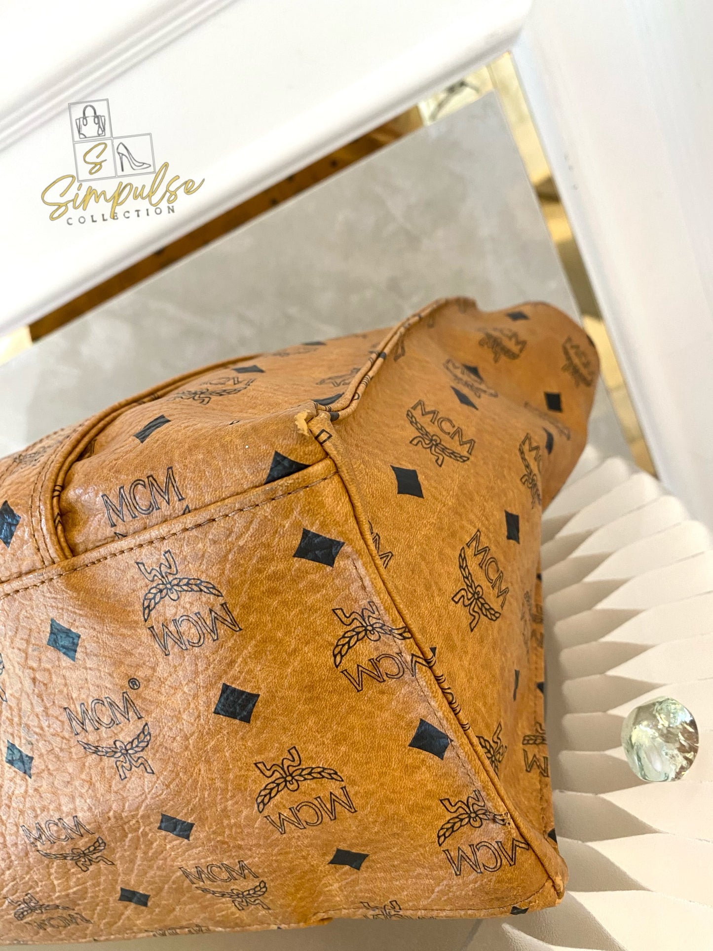 MCM Visetos Monogram Brown Tote Bag