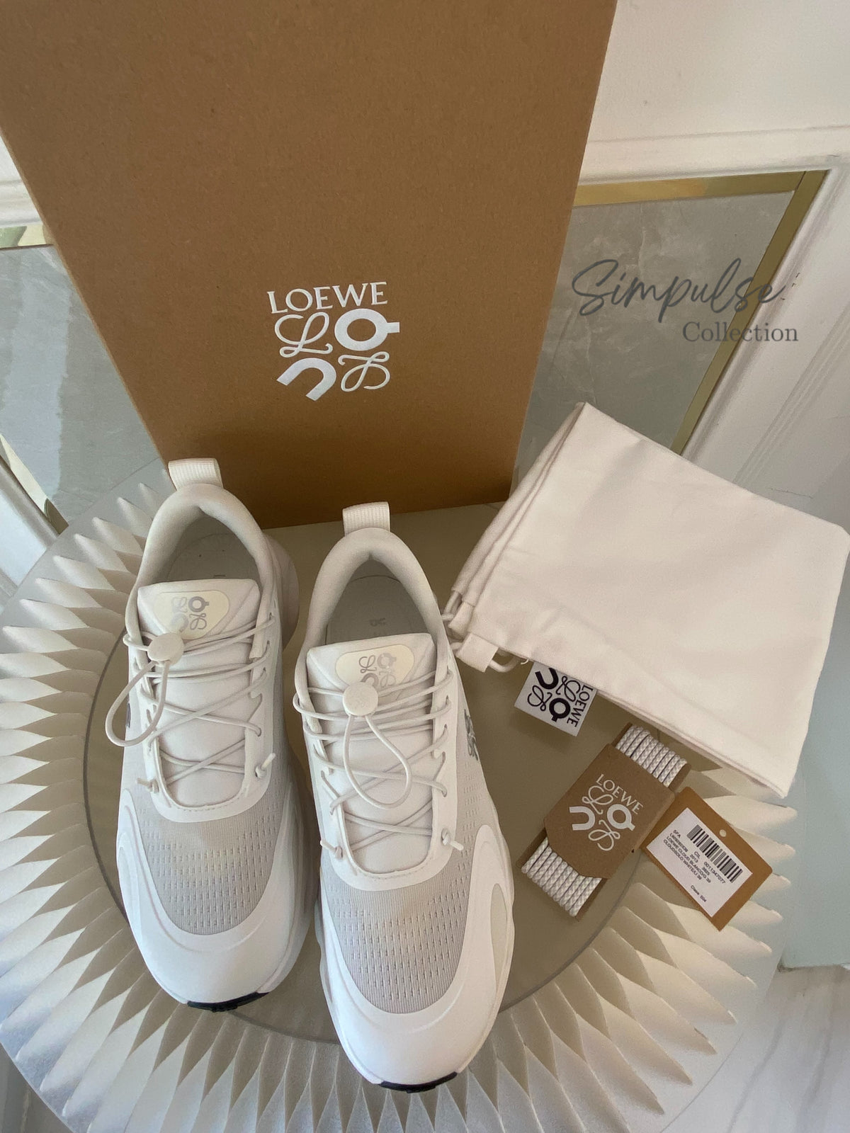 ON-LOEWE Cloudsolo Polyester White/Light Grey Sneakers