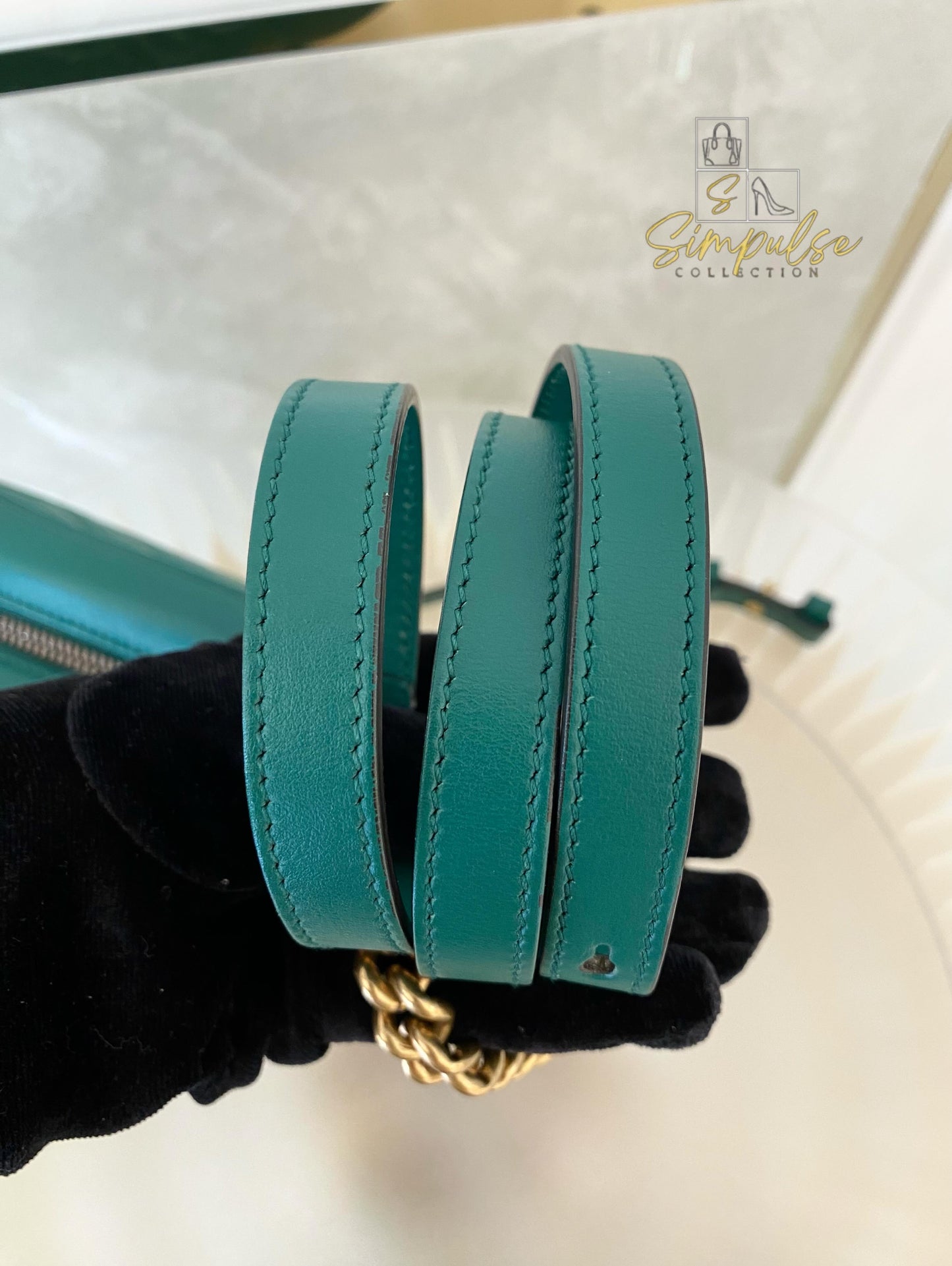 Gucci Marmont Calfskin Matelasse Small Gg Green
