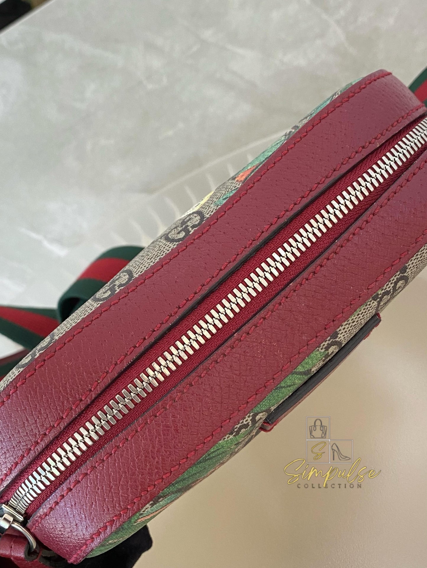 Gucci GG Supreme Monogram Tian Web Small Camera Bag