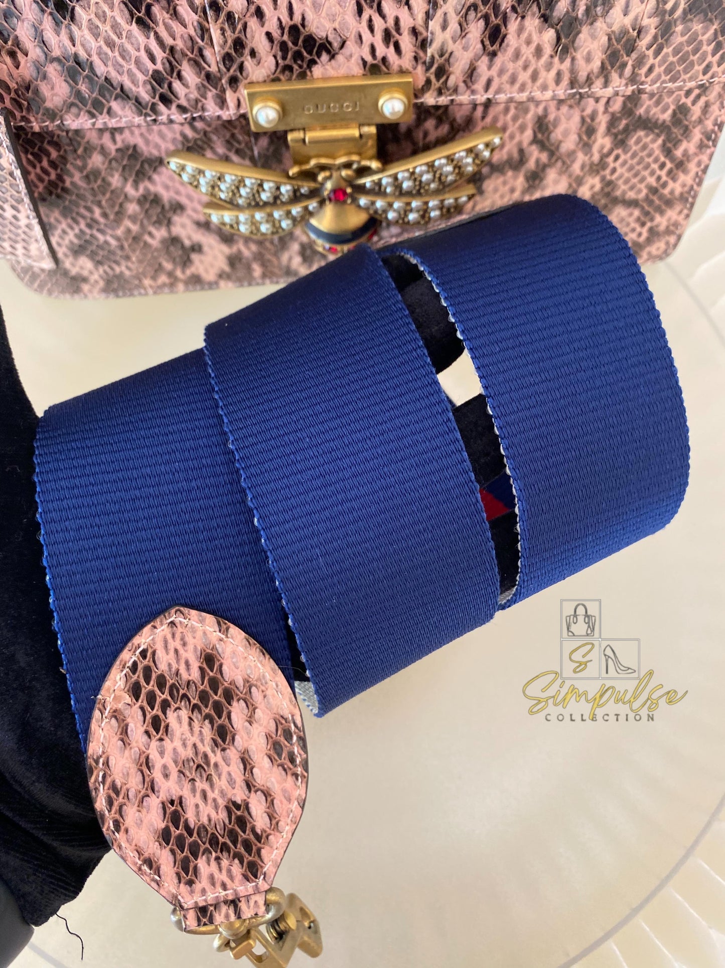 Gucci Queen Margaret Small Snakeskin Top Handle in Pink