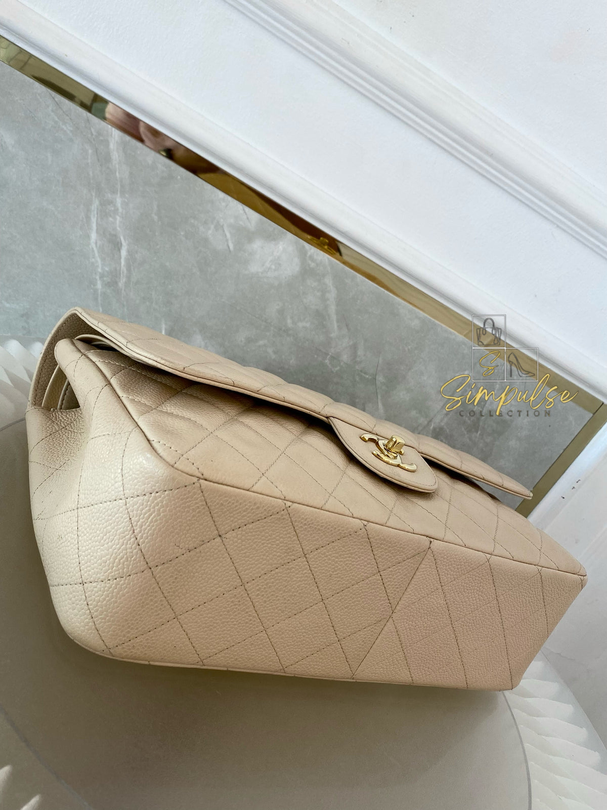 CHANEL JUMBO DOUBLE FLAP BEIGE CAVIAR
