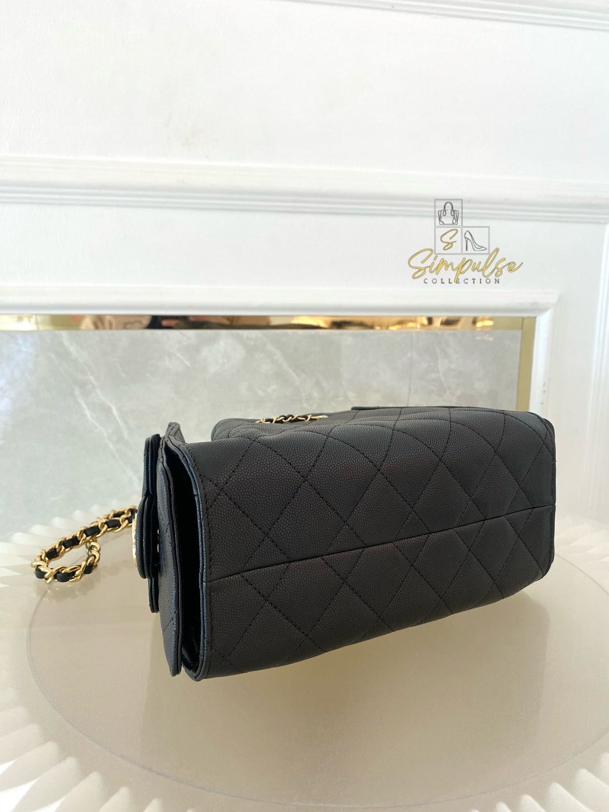 CHANEL C25 MINI CAVIAR BLACK GHW