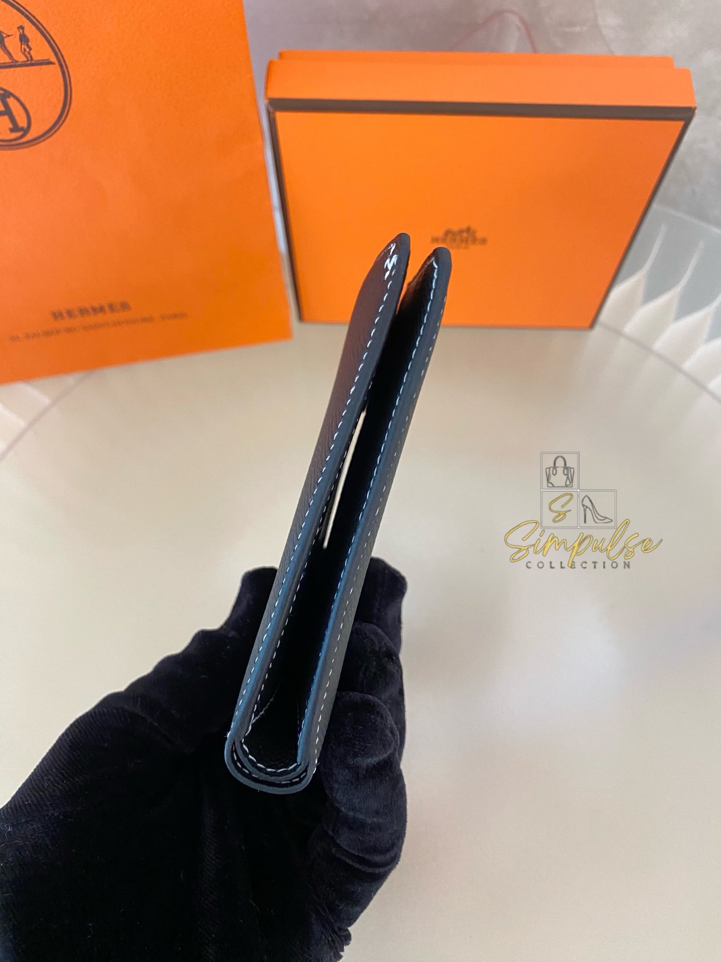 HERMES Sellier Compact Veau Epsom Black
