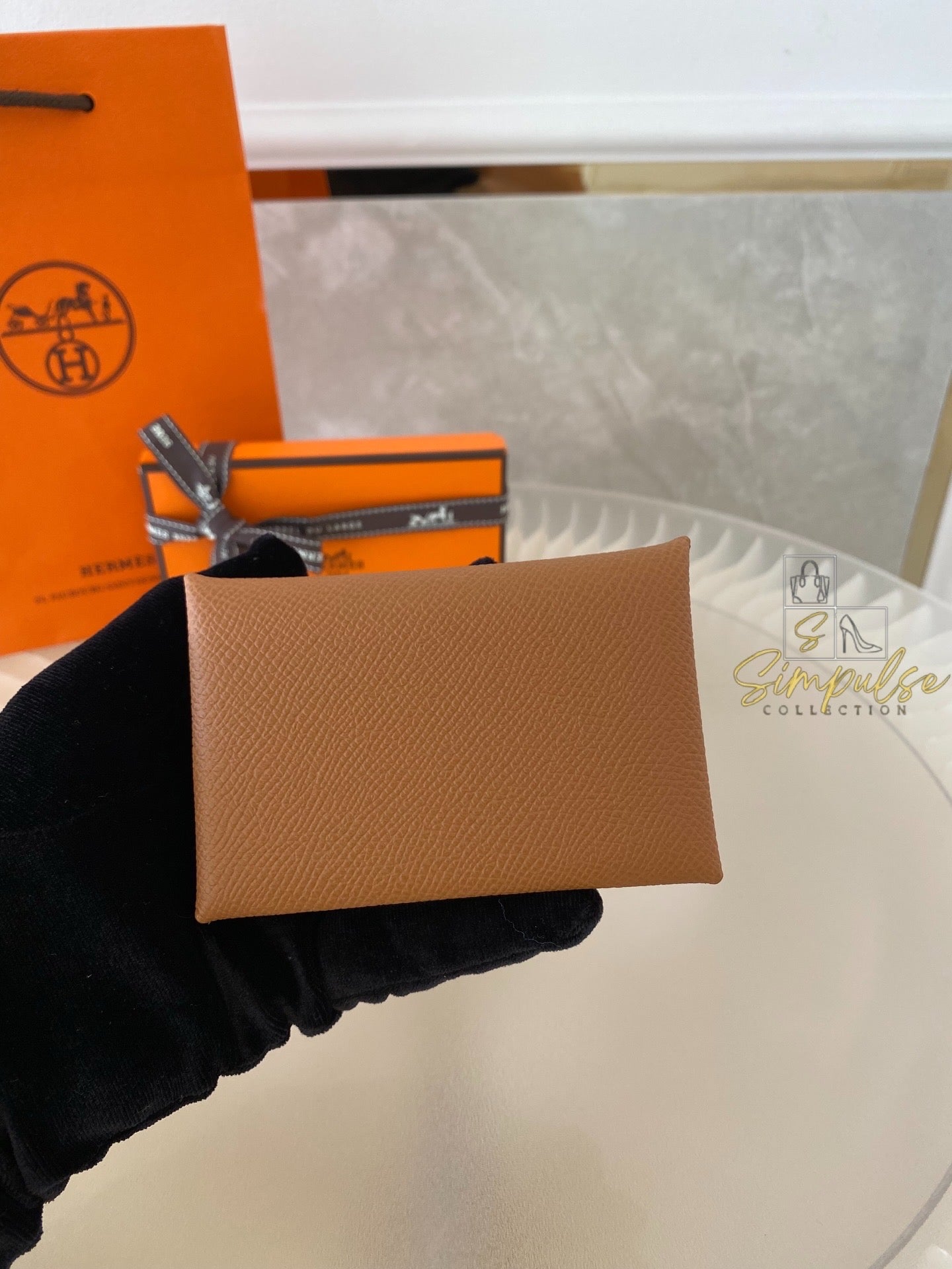 Hermes Calvi Gold Tan