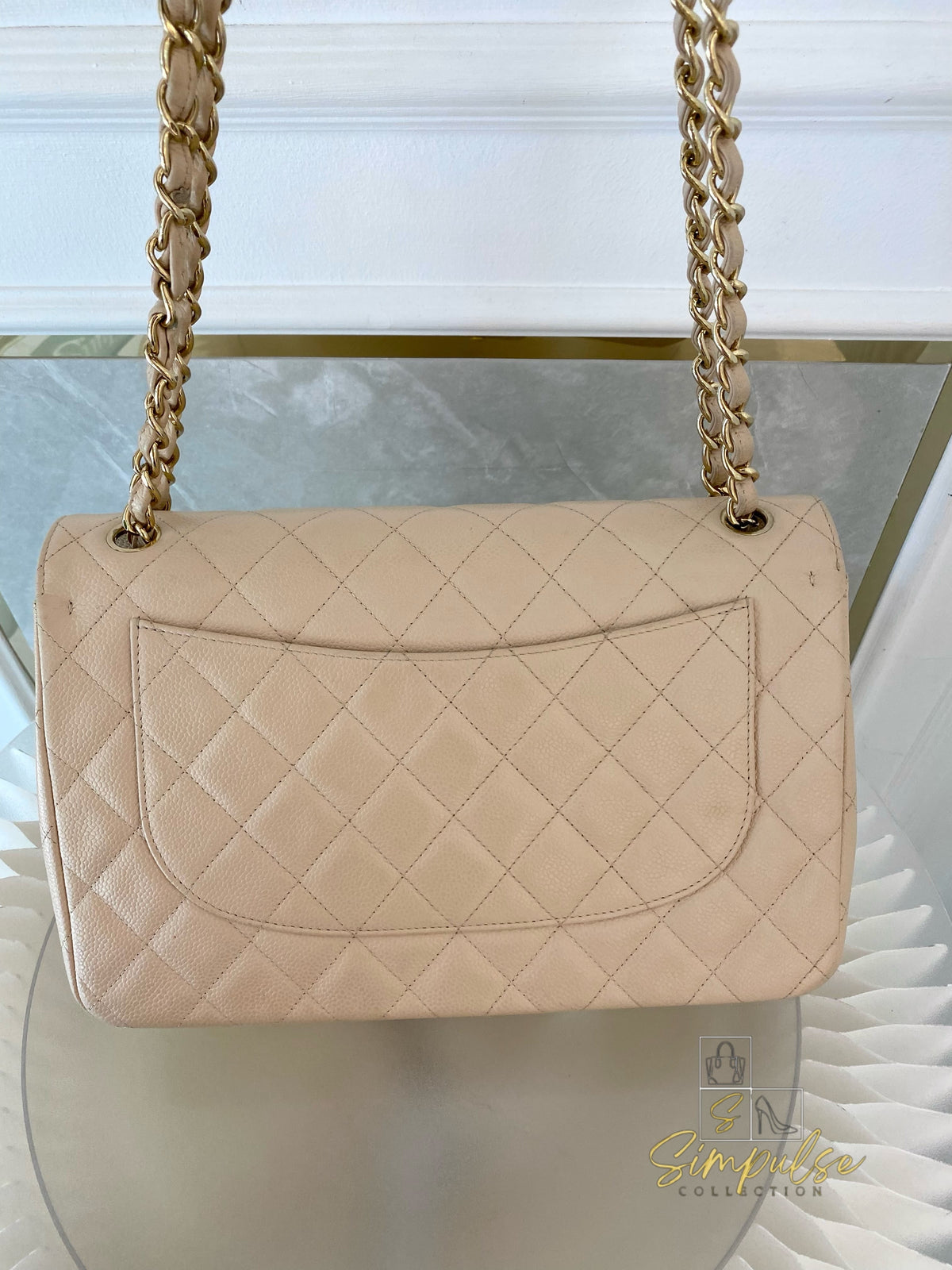CHANEL JUMBO DOUBLE FLAP BEIGE CAVIAR