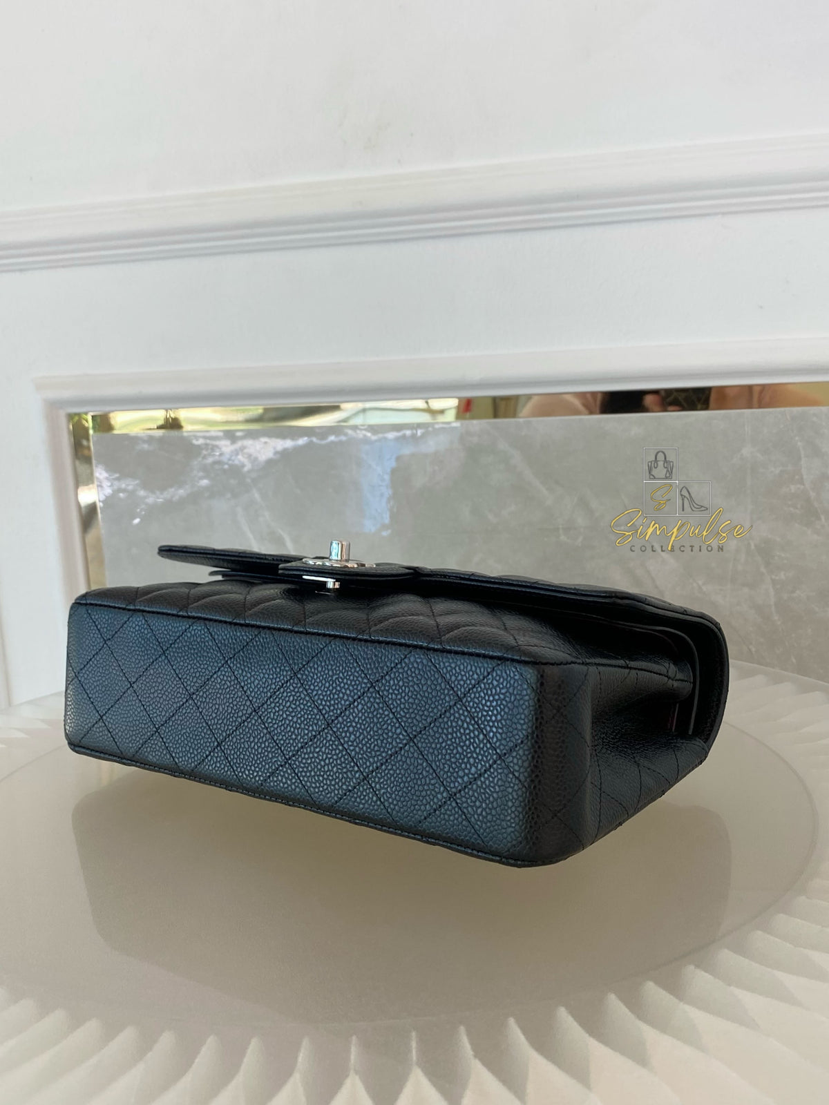 CHANEL DOUBLE FLAP BLACK MEDIUM CAVIAR SHW