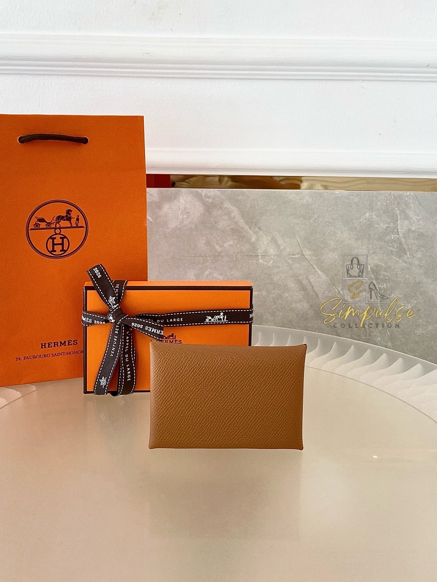 Hermes Calvi Gold Tan