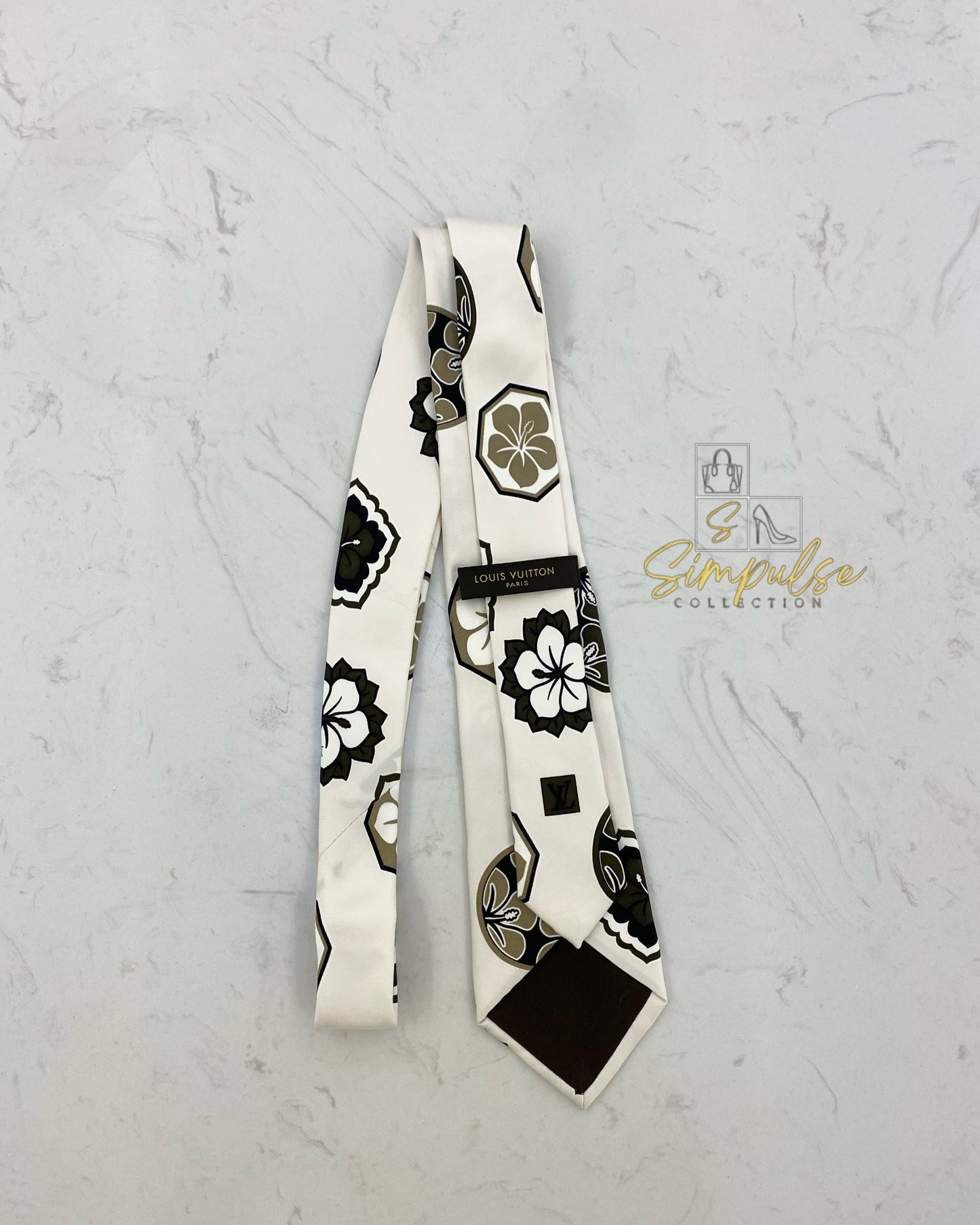 LOUIS VUITTON  WHITE SILK TIE