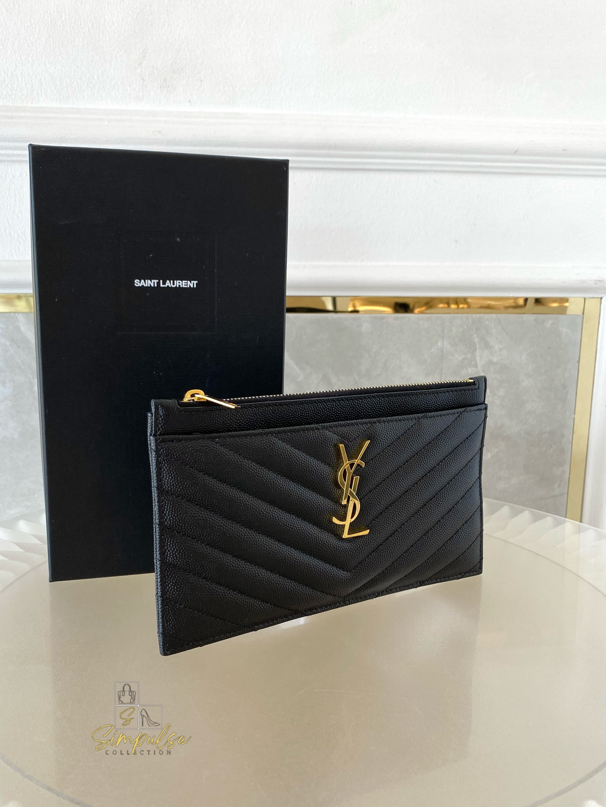 Yves Saint Laurent Cassandre Matelasse Monogram Bill Pouch