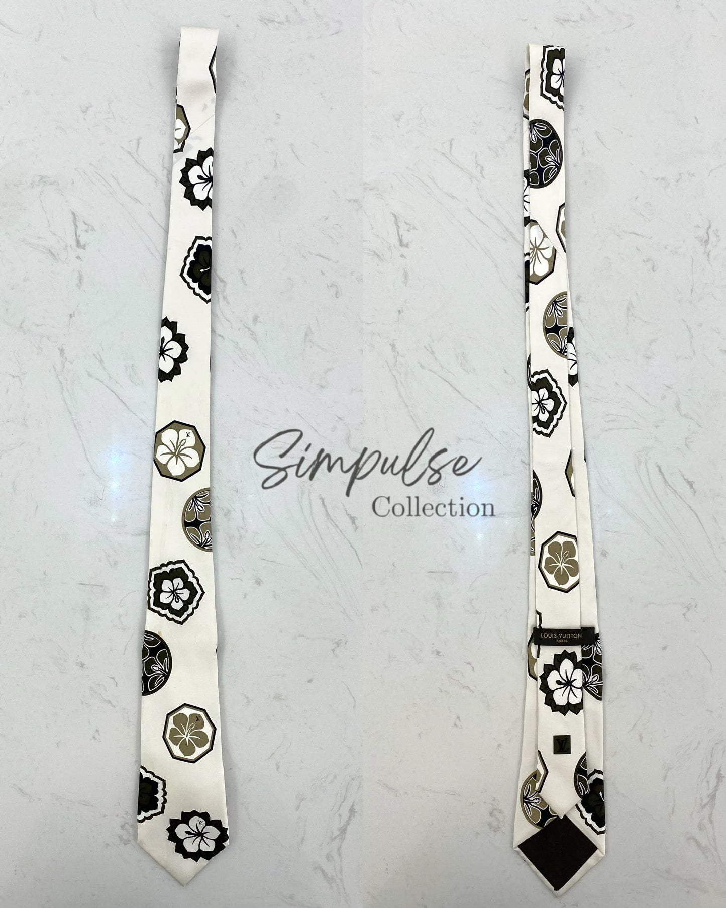 LOUIS VUITTON  WHITE SILK TIE