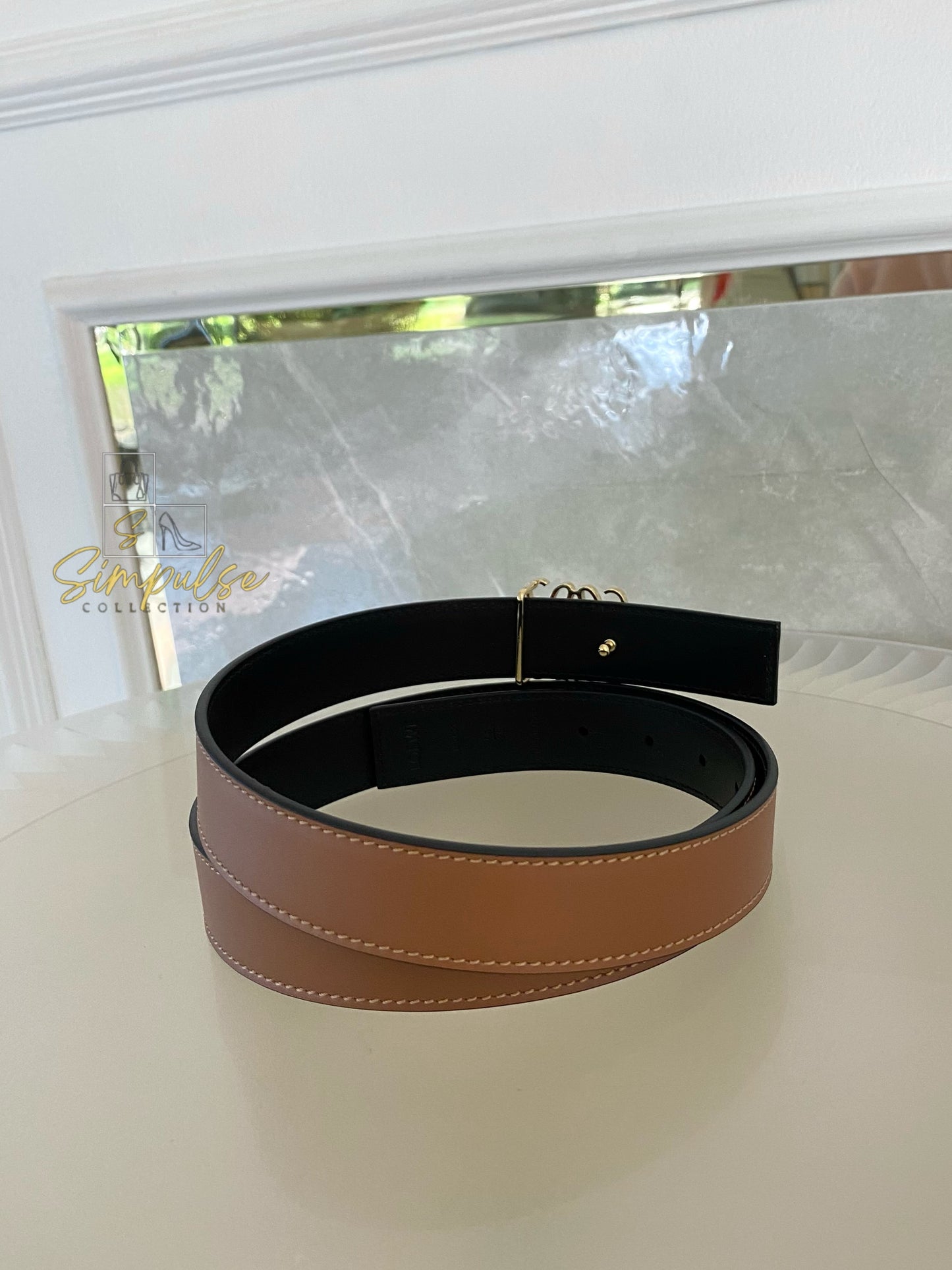 LOEWE BELT TAN/BLACK REVERSIBLE