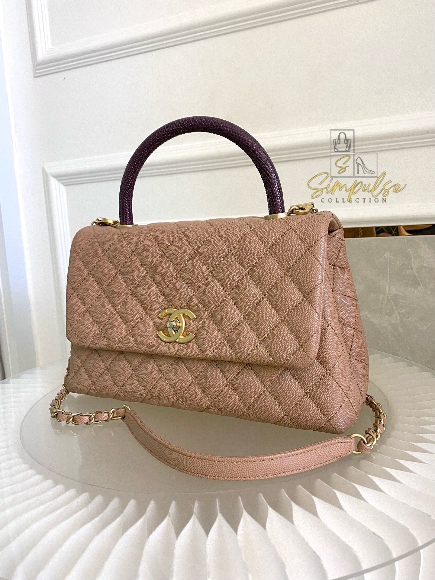 Chanel Coco Lizard Medium Top Handle