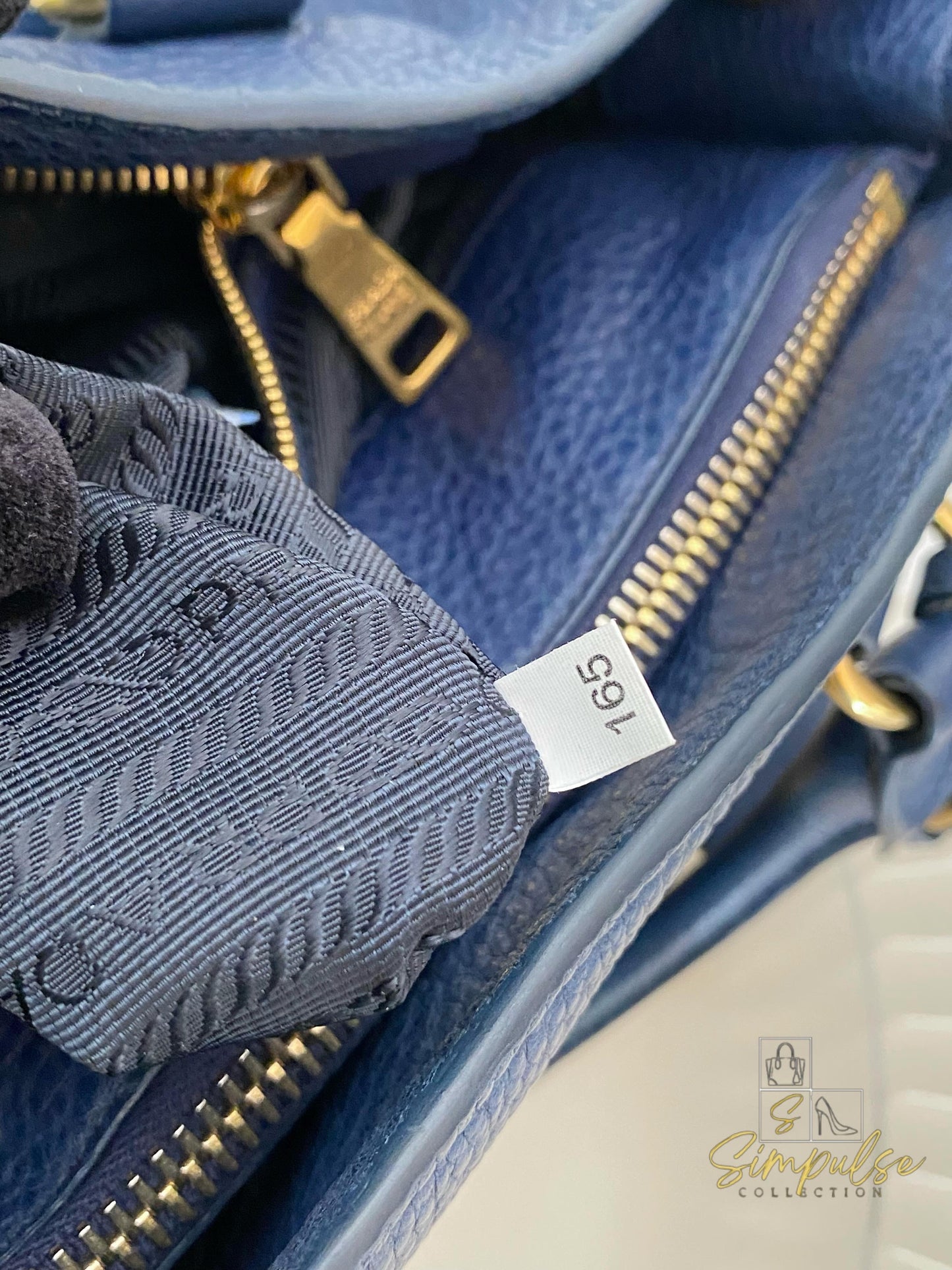 Prada Bluette Vitello Daino Leather Tote Bag