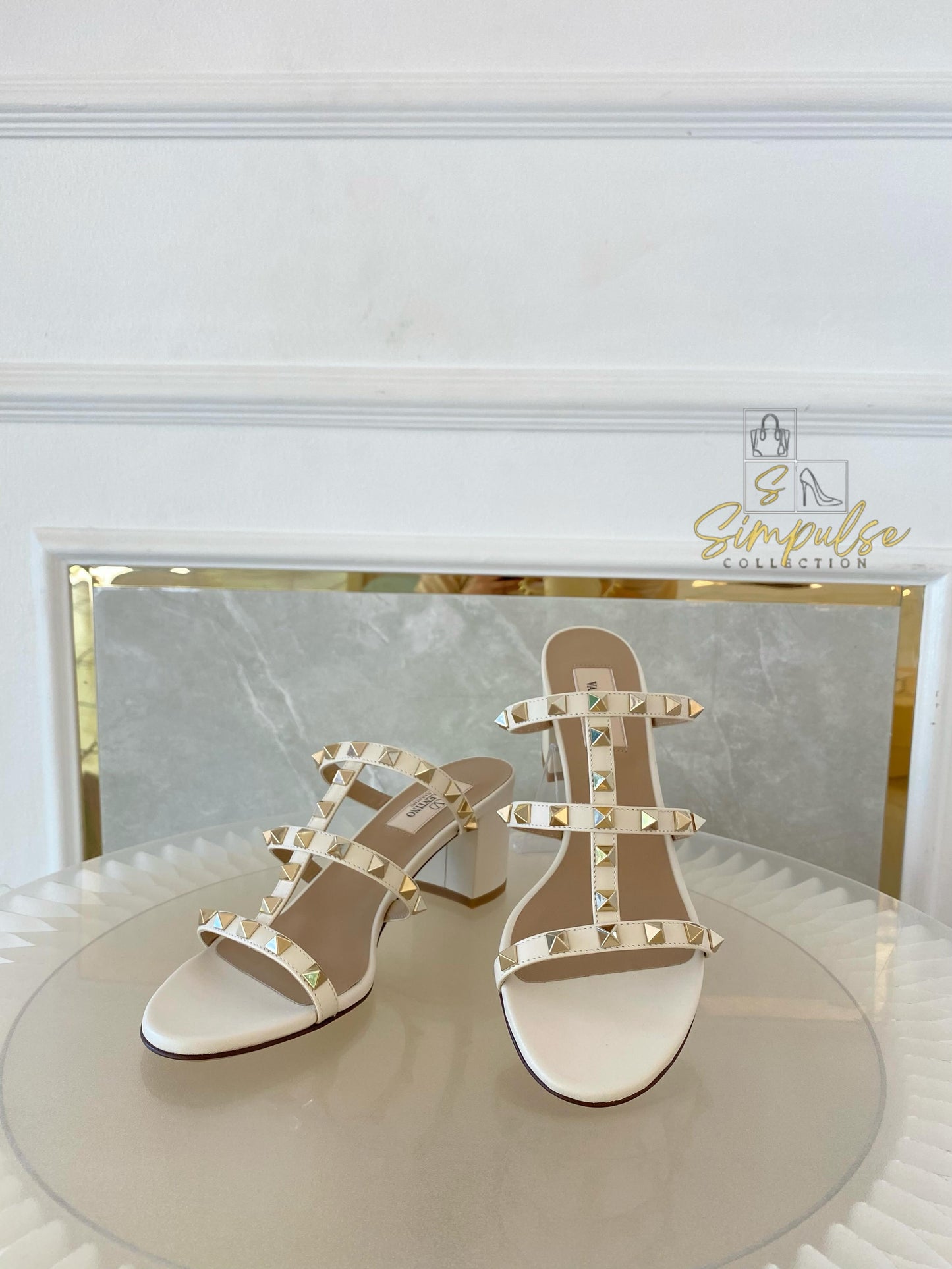 Valentino Rockstud White Heels
