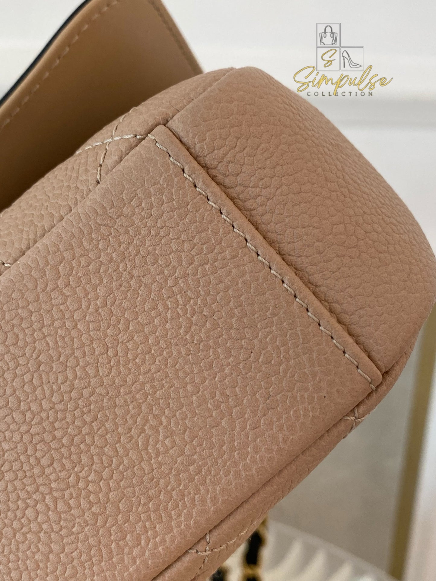 CHANEL BEIGE QUILTED CAVIAR & BLACK LAMBSKIN CC FILIGREE FLAP