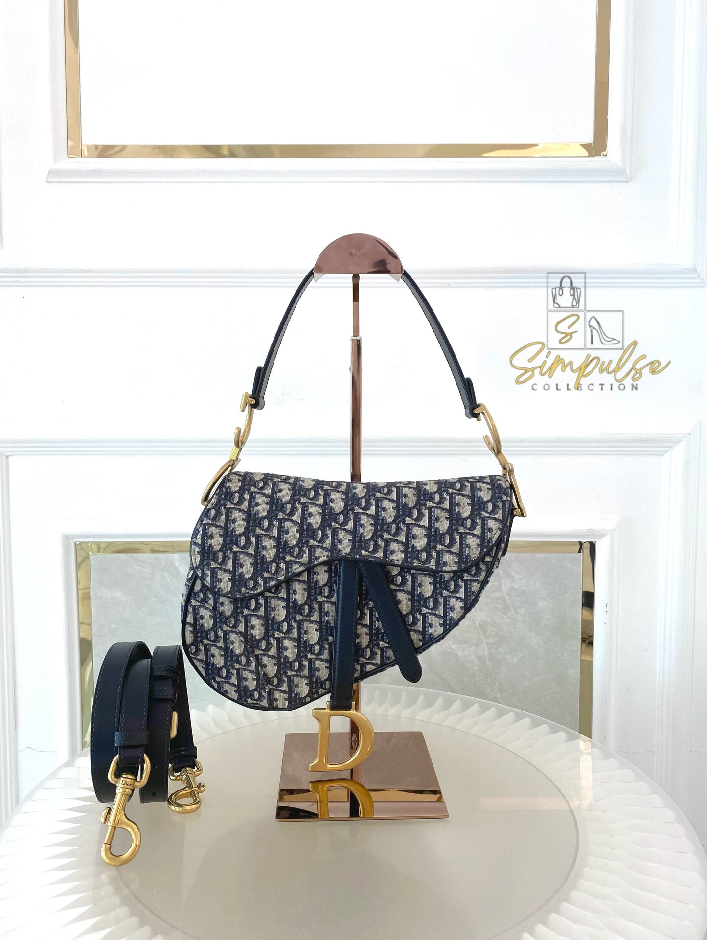 Dior Saddle Medium Blue in GHW