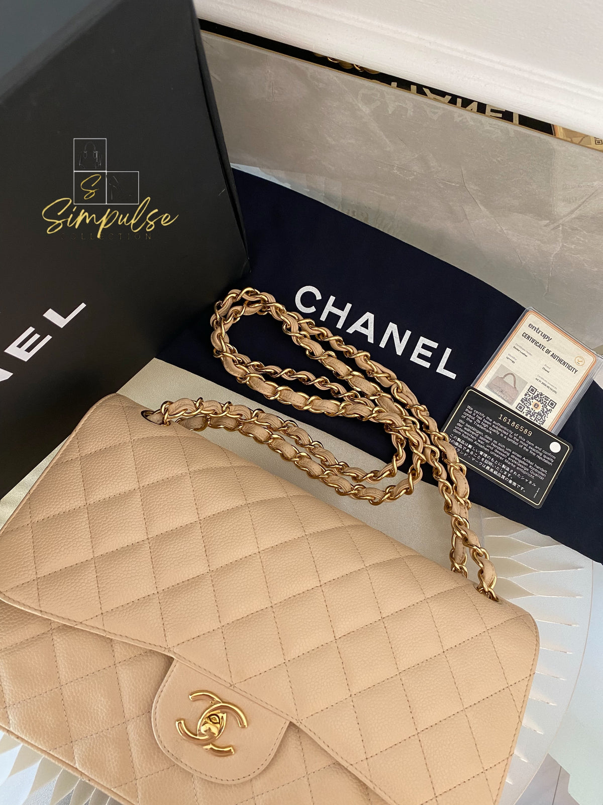 CHANEL JUMBO DOUBLE FLAP BEIGE CAVIAR