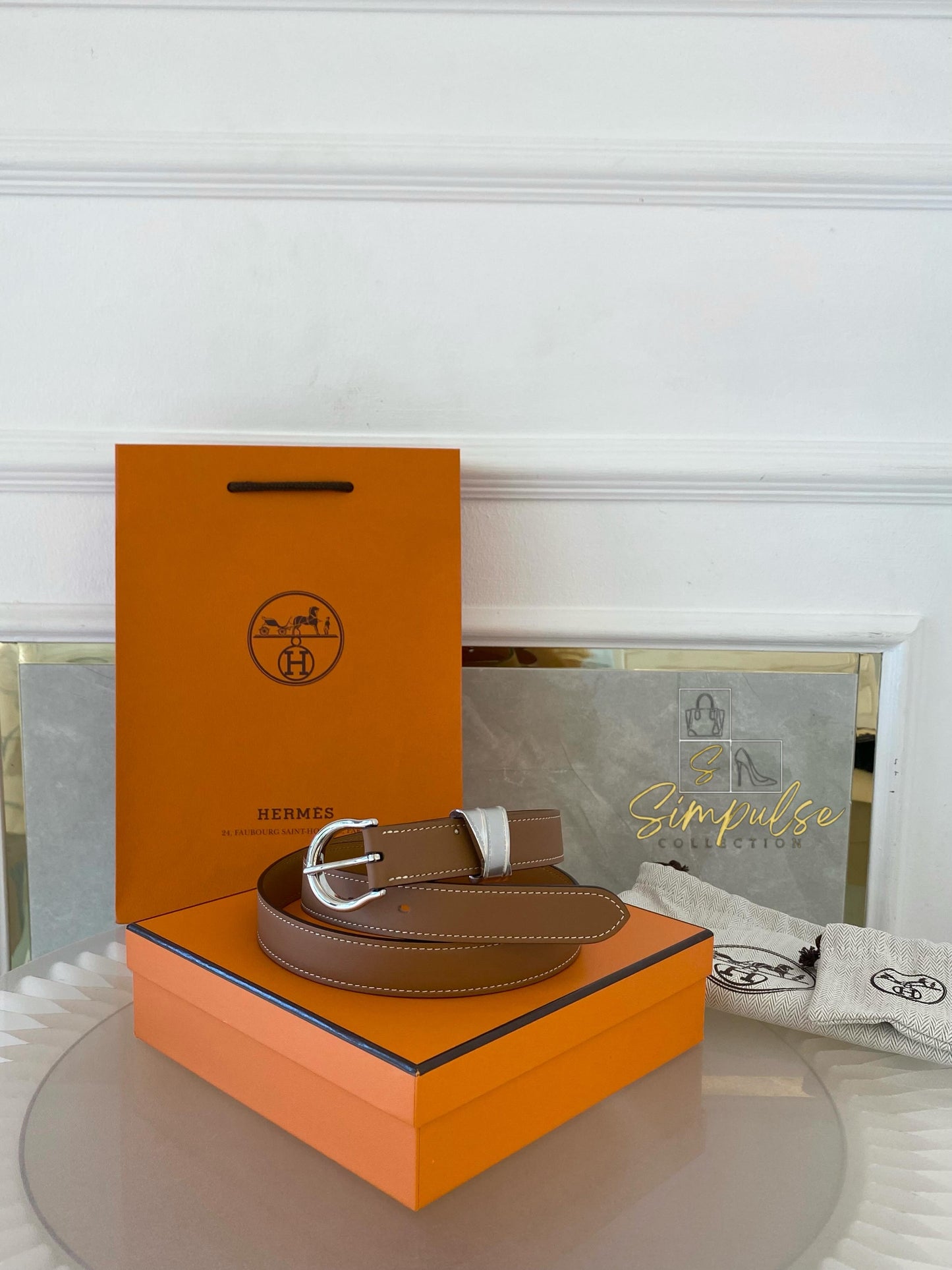 Hermes Gold Tan Belt