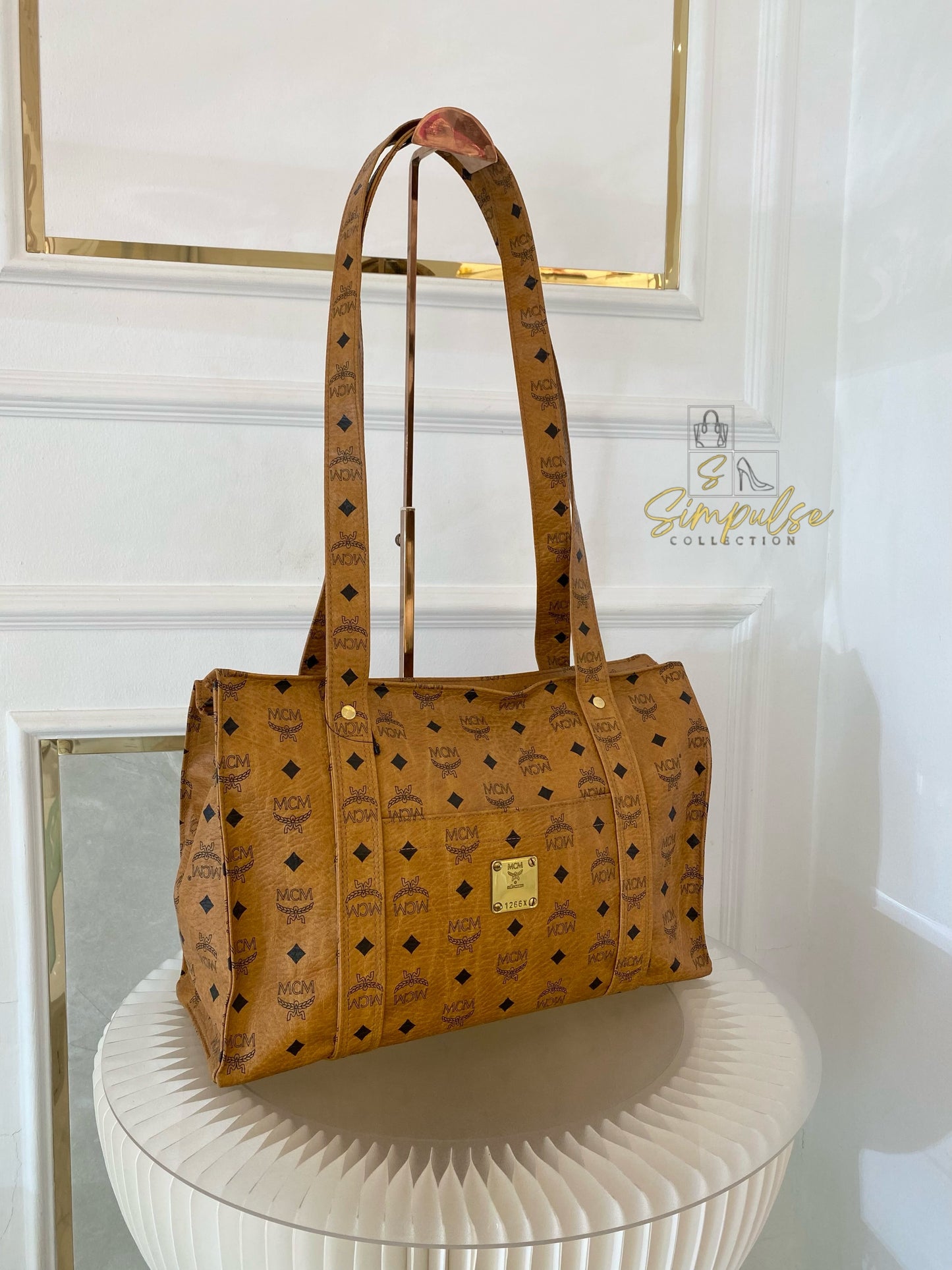MCM Visetos Monogram Brown Tote Bag